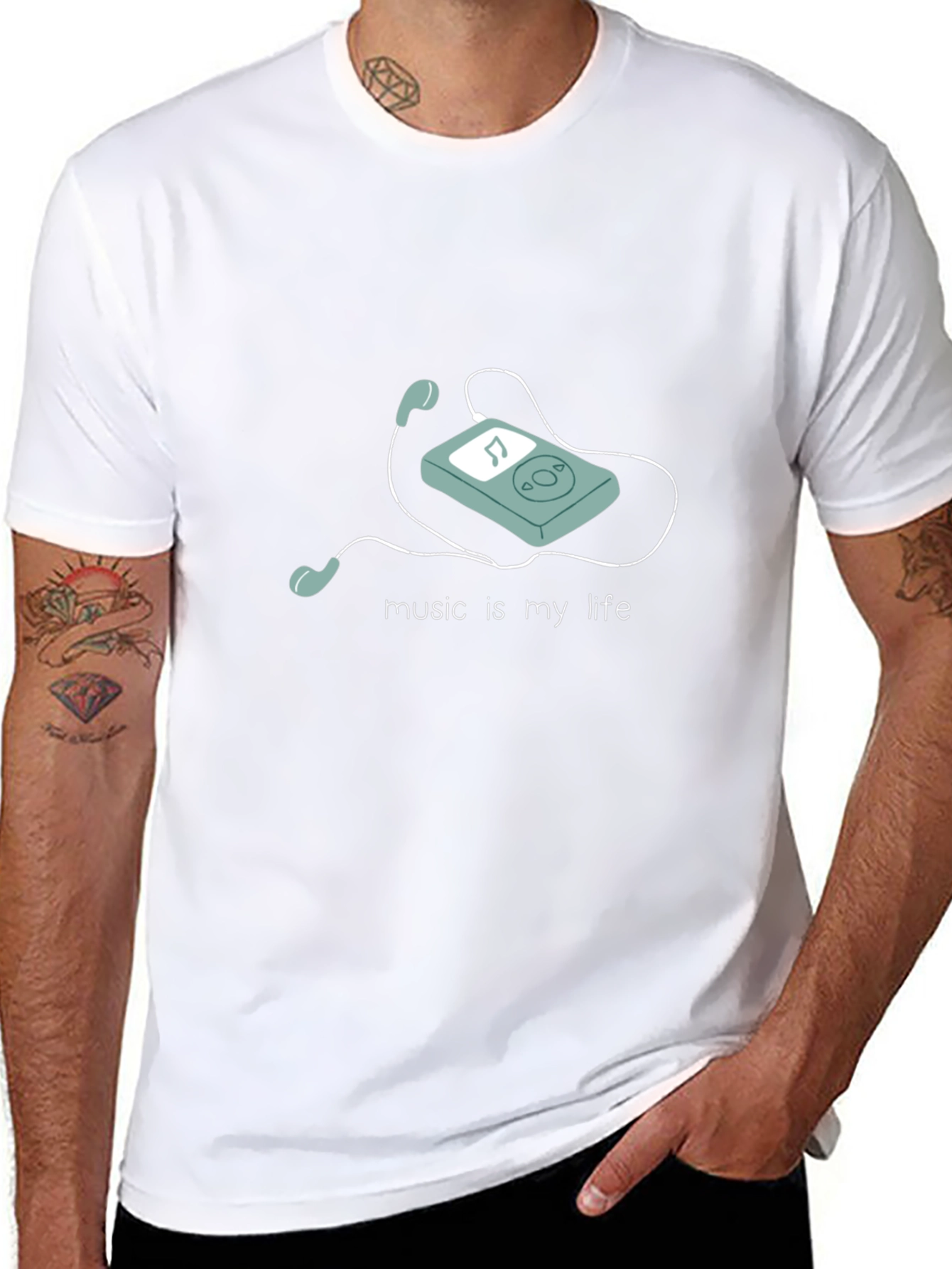 Music is My Life Black Graphic T-Shirt