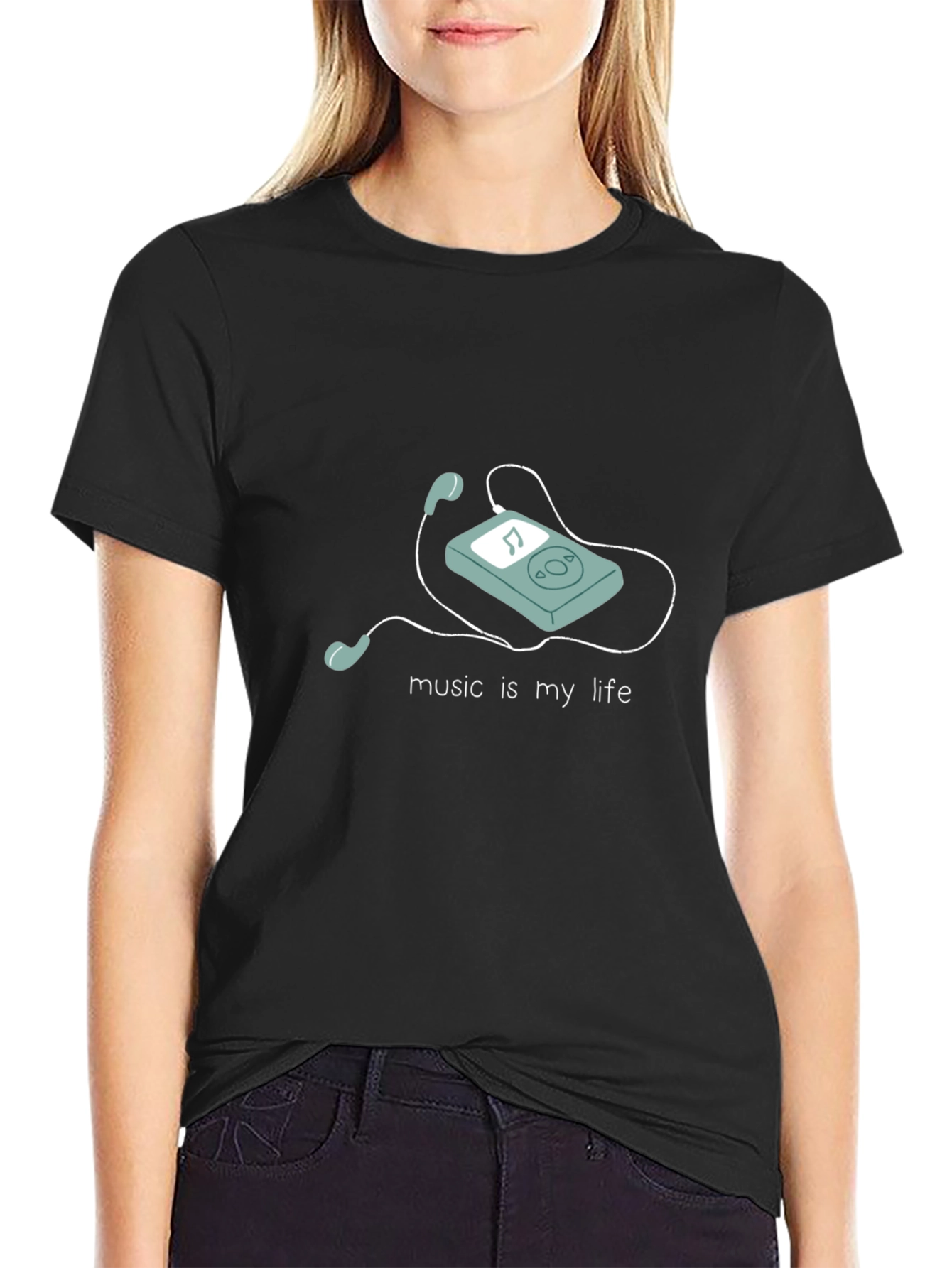 Music is My Life Black Graphic T-Shirt
