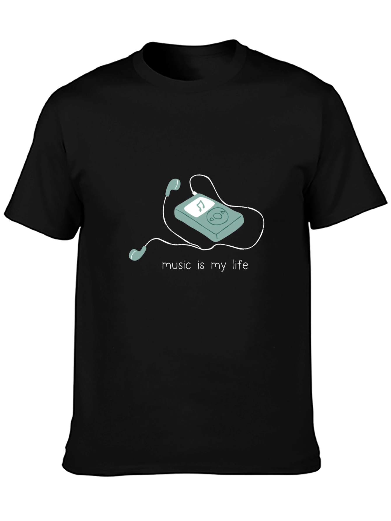 Music is My Life Black Graphic T-Shirt
