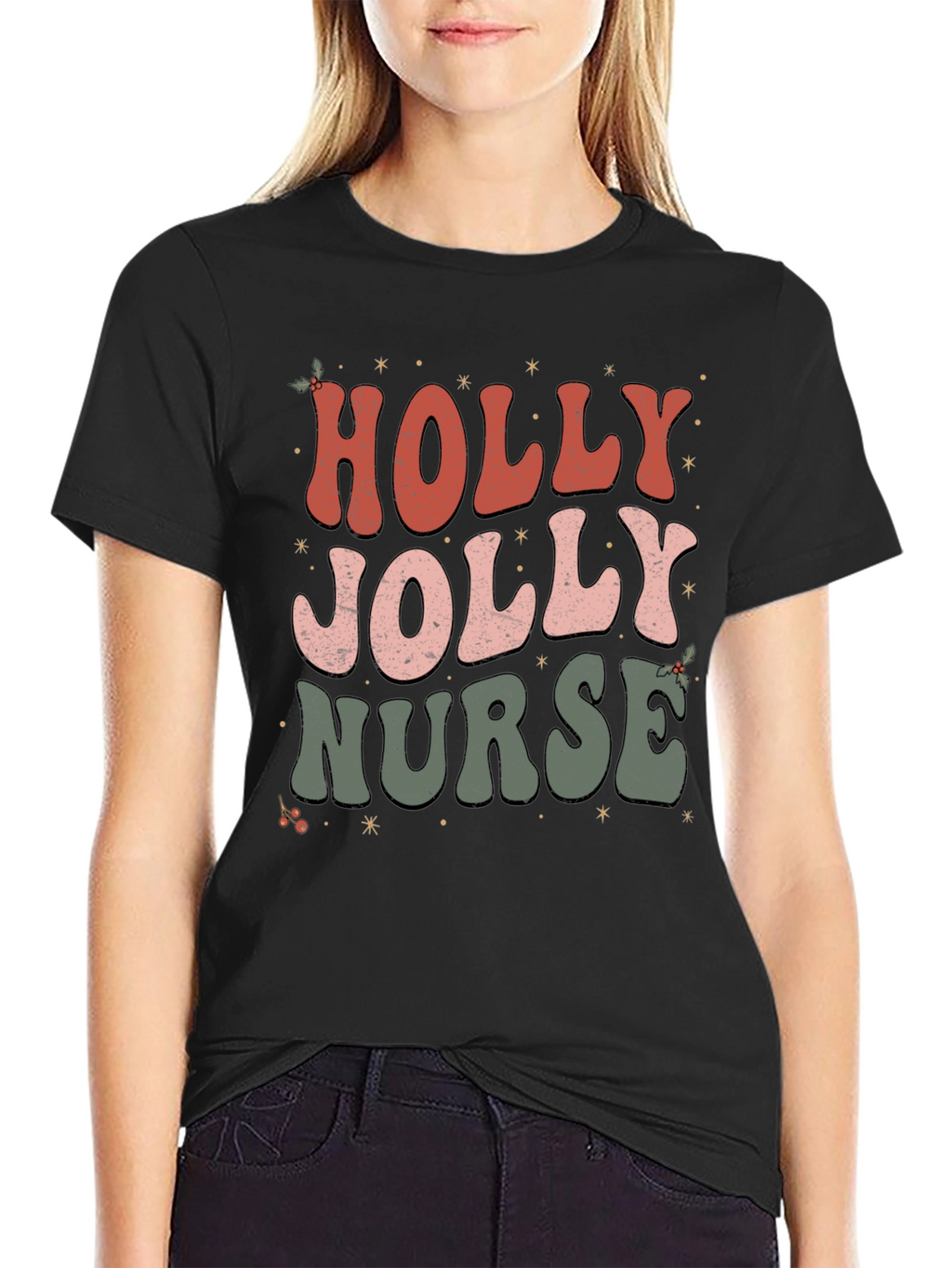 Holly Jolly Nurse Christmas T-Shirt