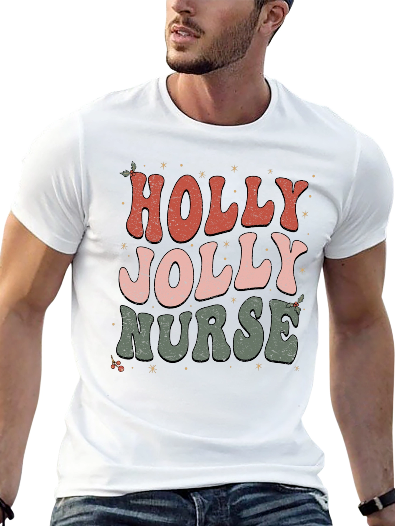 Holly Jolly Nurse Christmas T-Shirt