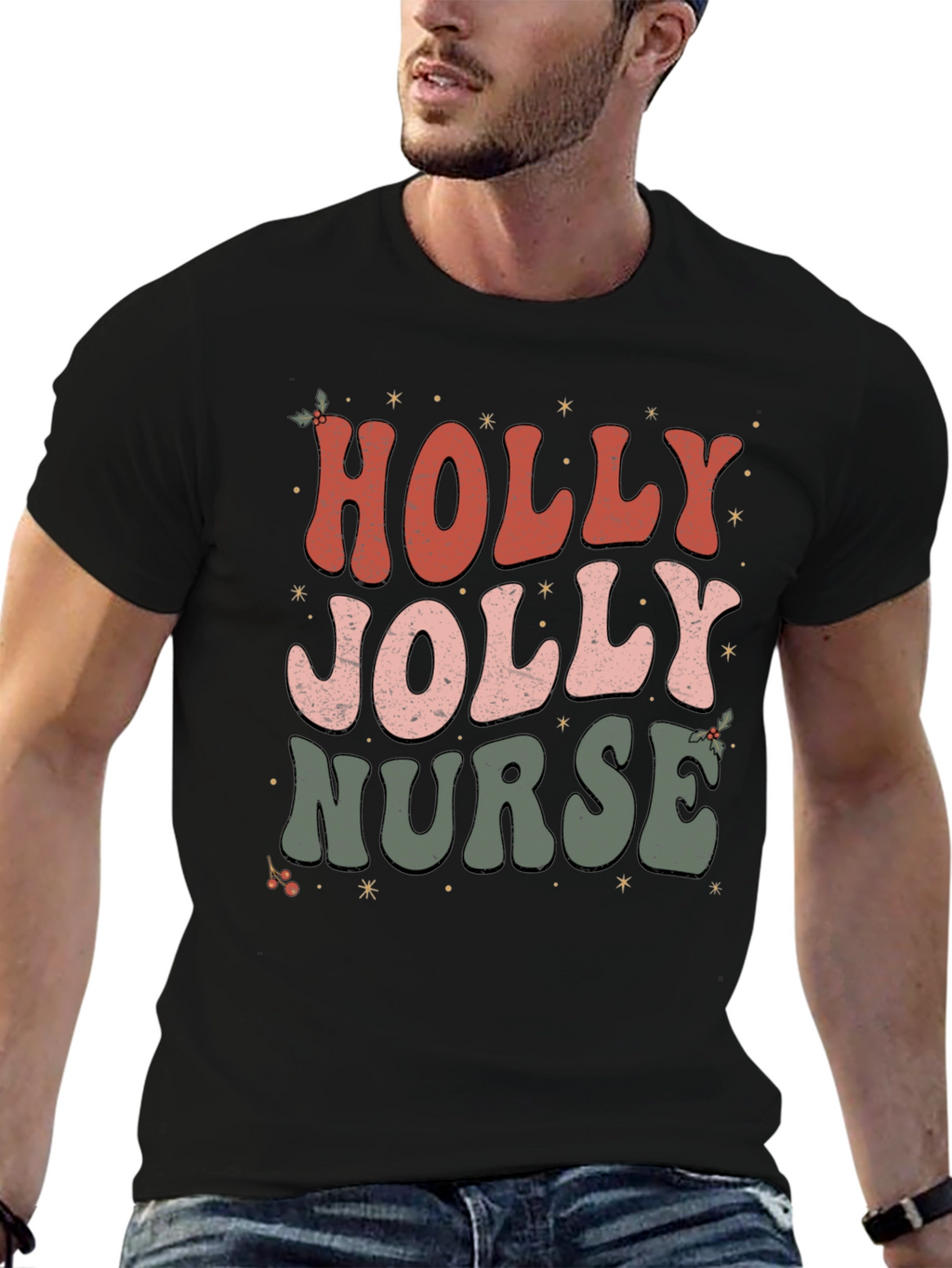 Holly Jolly Nurse Christmas T-Shirt