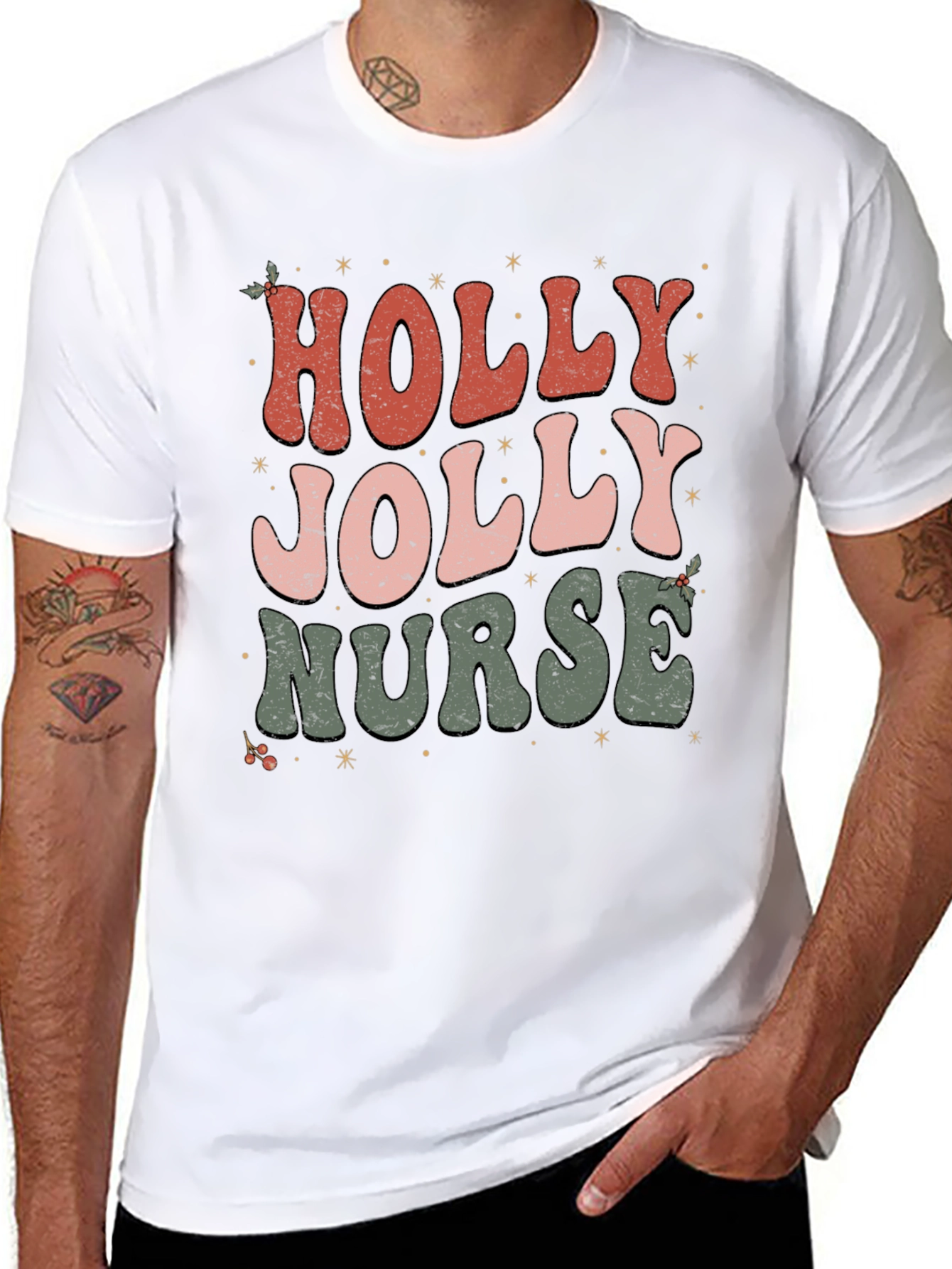 Holly Jolly Nurse Christmas T-Shirt