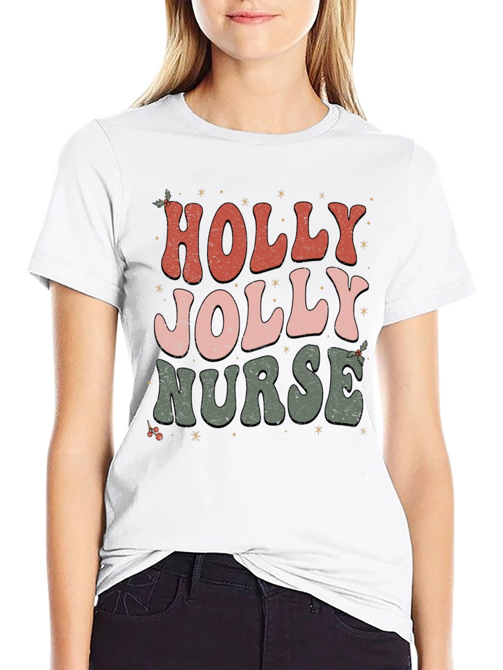 Holly Jolly Nurse Christmas T-Shirt