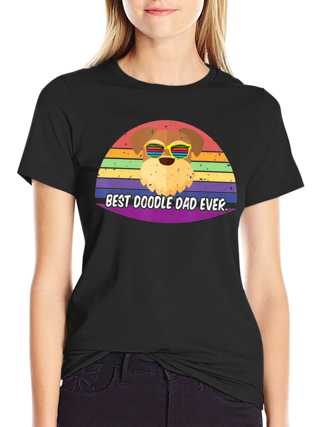 Best Doodle Dad Ever Tee - Rainbow Dog Lover Shirt