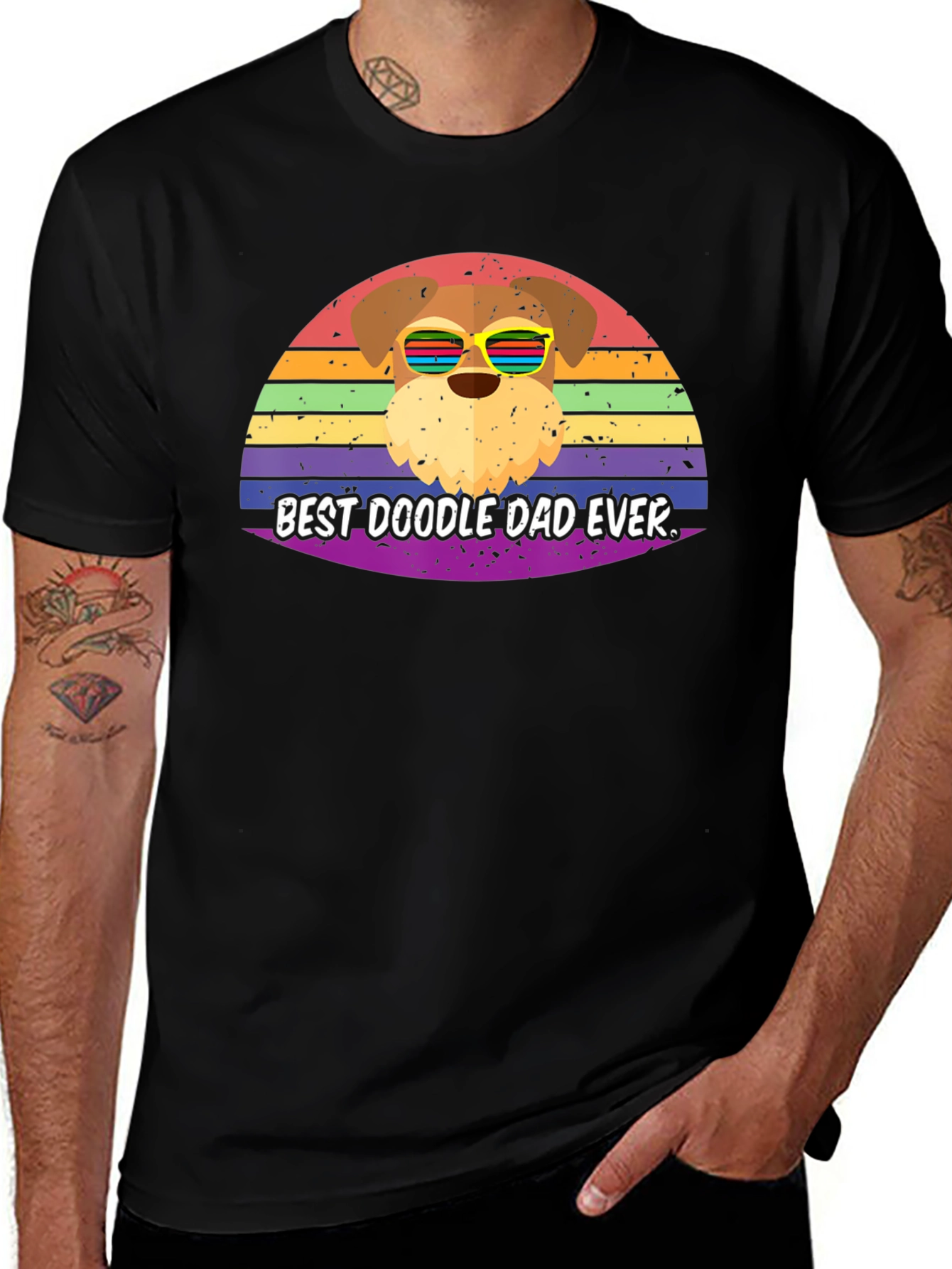 Best Doodle Dad Ever Tee - Rainbow Dog Lover Shirt