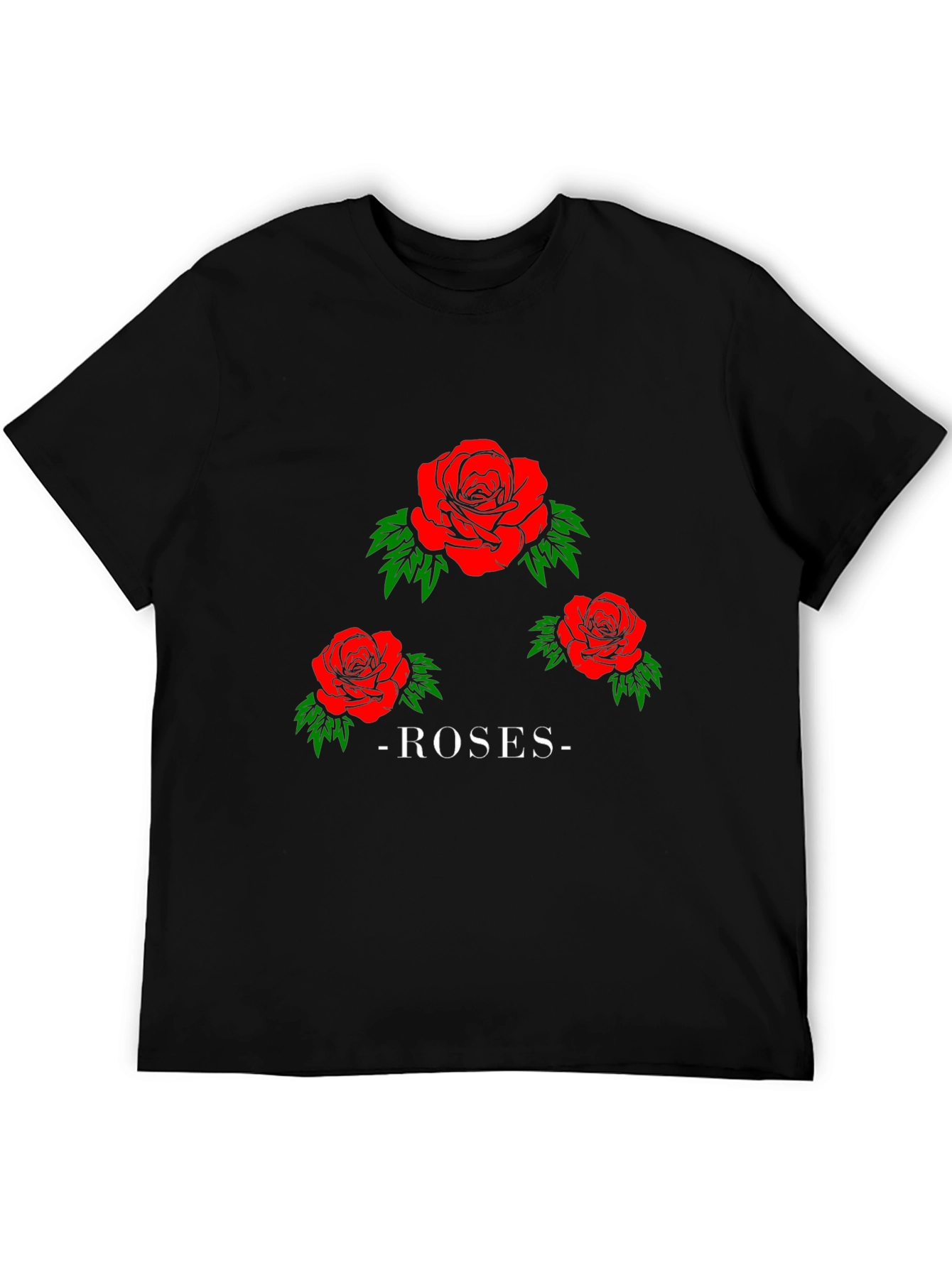 Roses Graphic Print Black T-Shirt