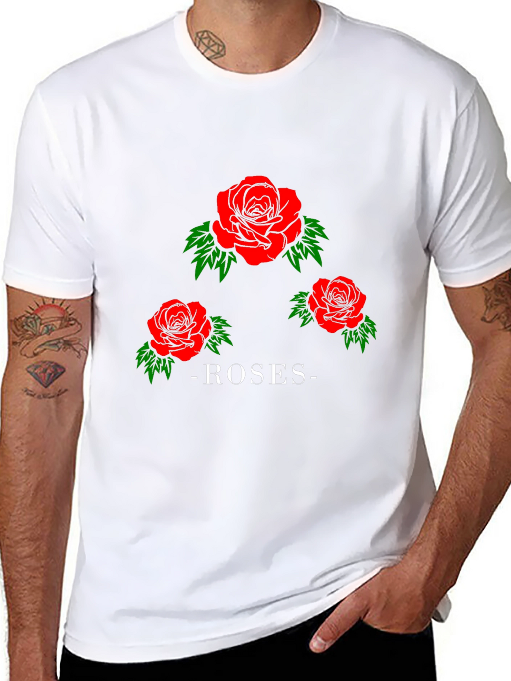 Roses Graphic Print Black T-Shirt