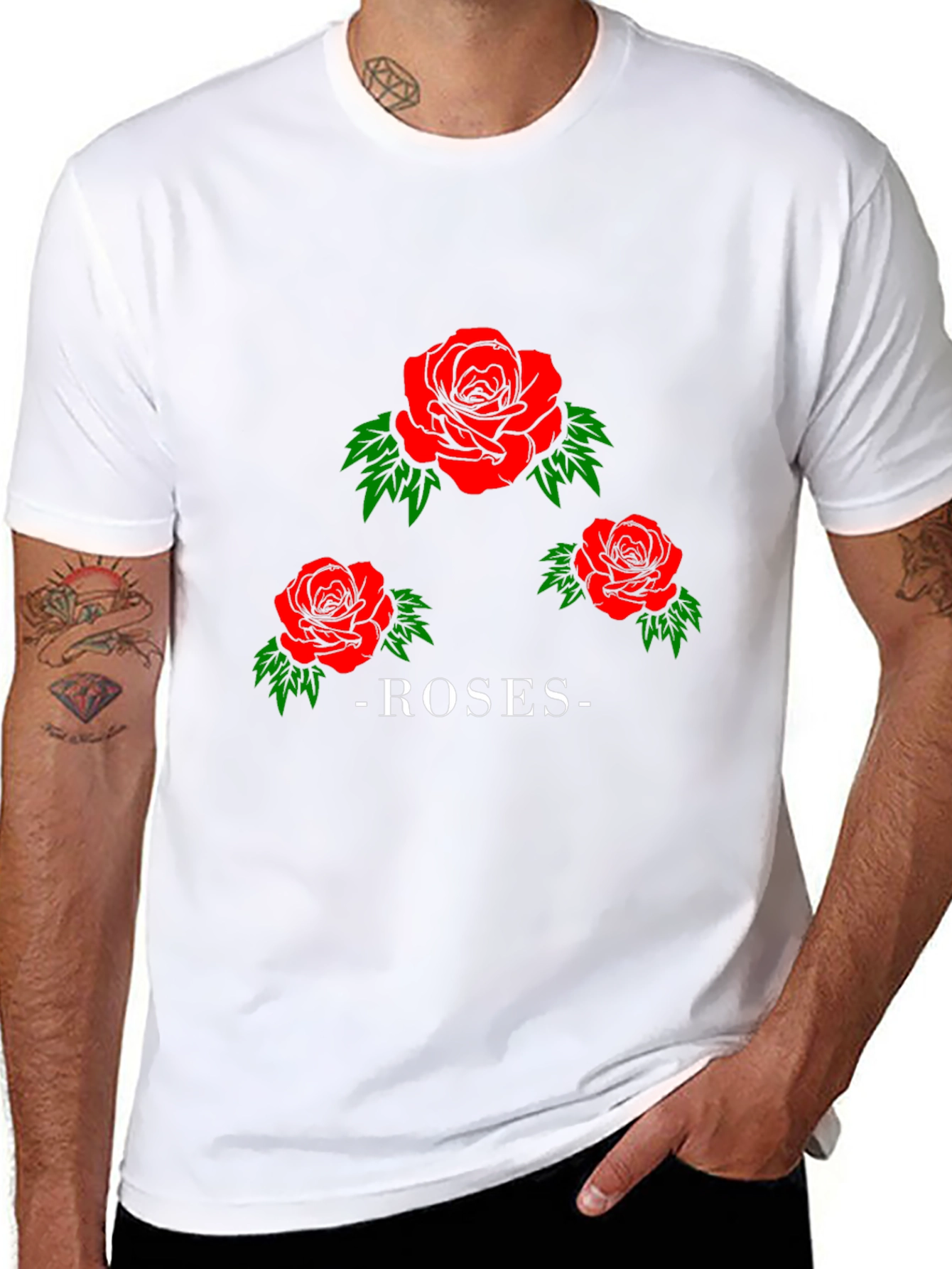 Roses Graphic Print Black T-Shirt