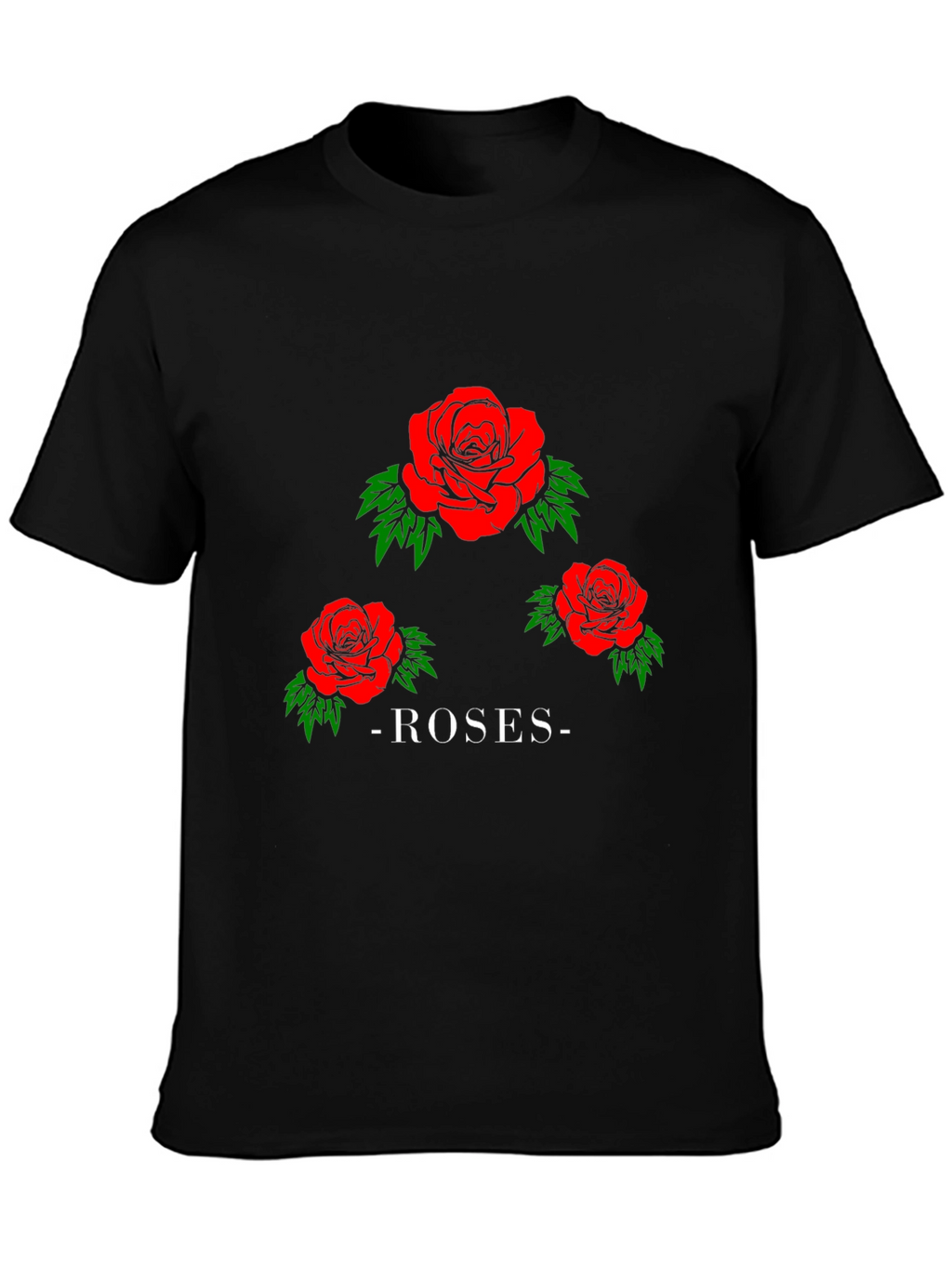 Roses Graphic Print Black T-Shirt