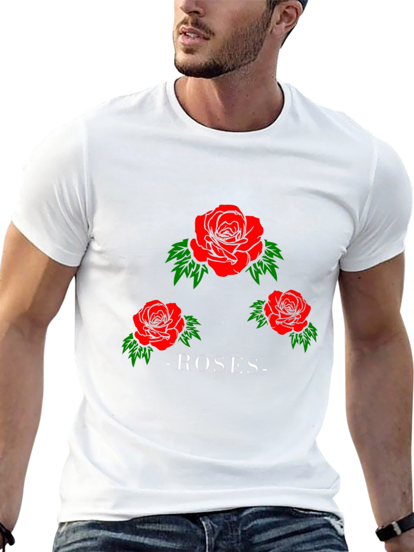Roses Graphic Print Black T-Shirt