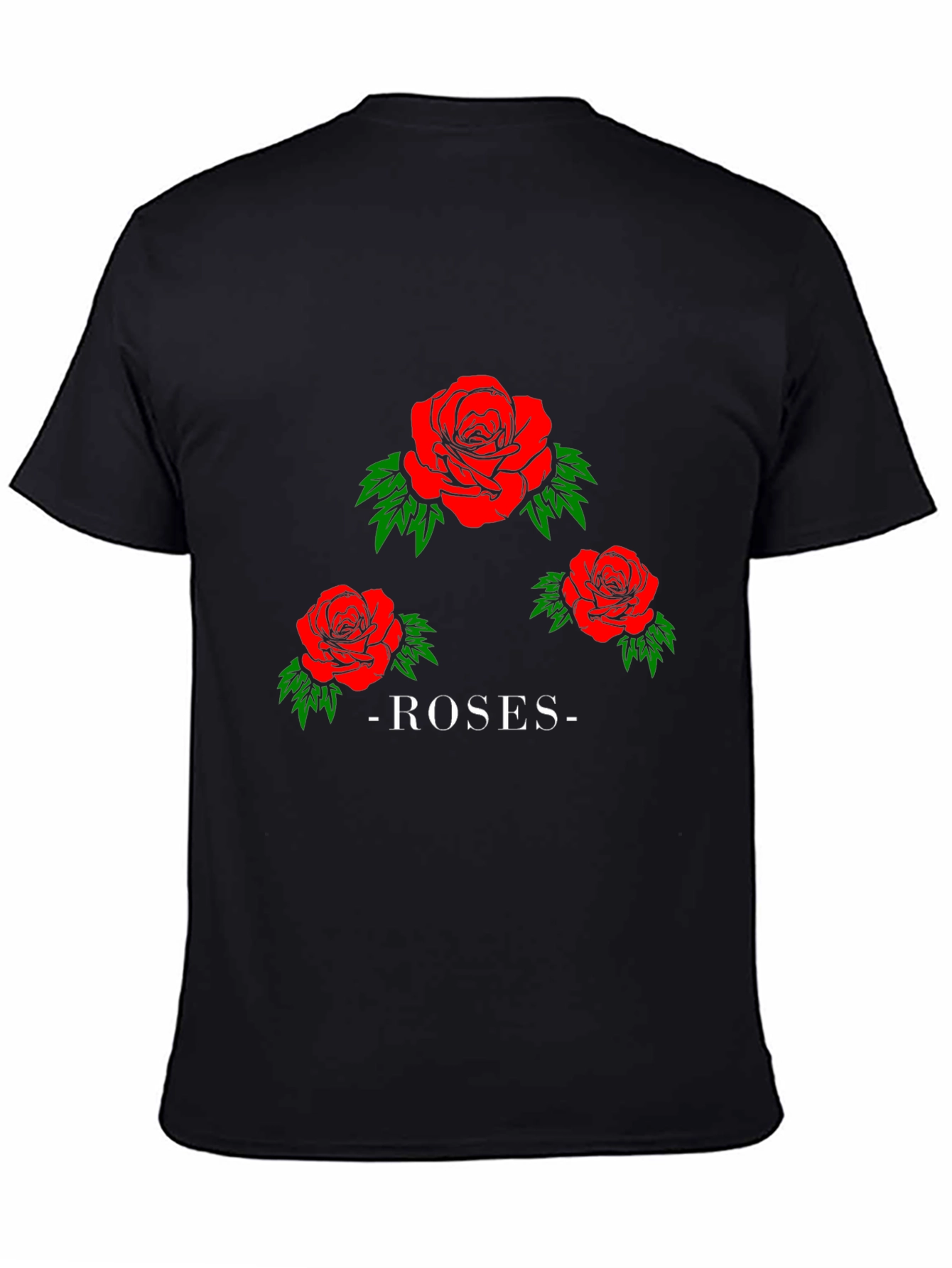 Roses Graphic Print Black T-Shirt