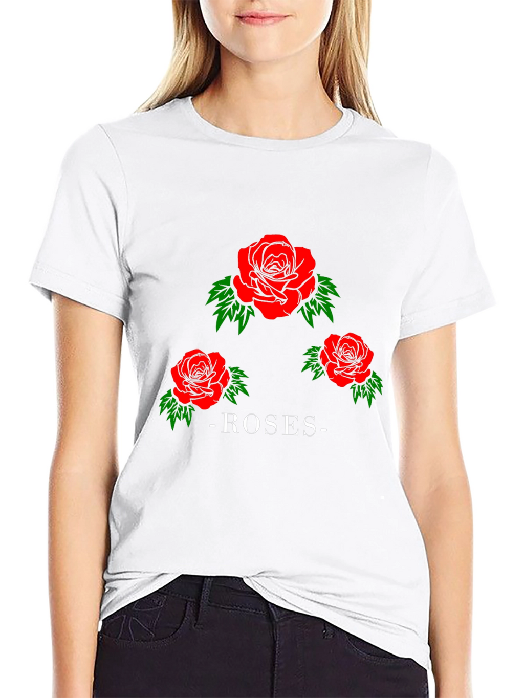 Roses Graphic Print Black T-Shirt