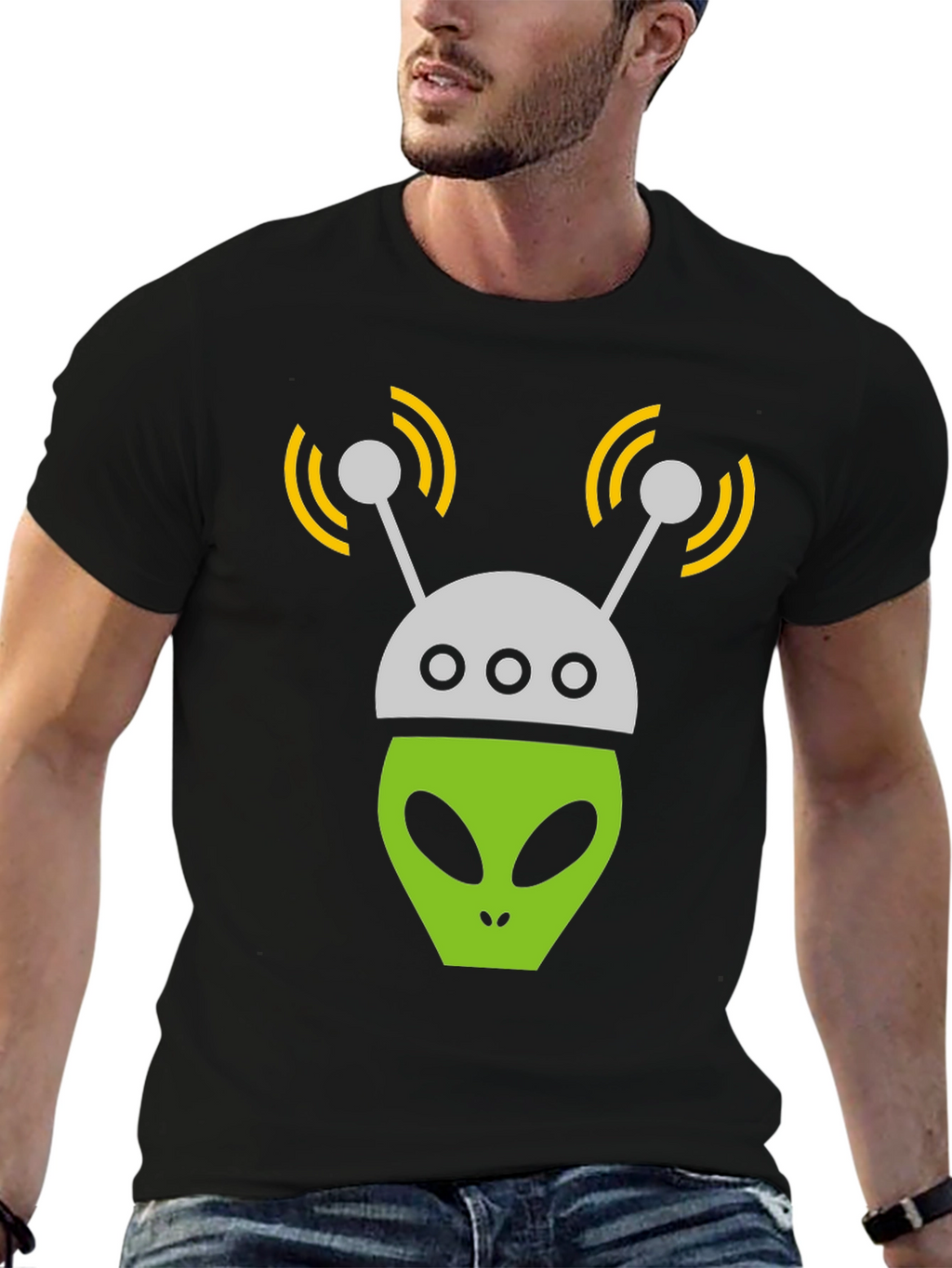 Alien Head Graphic Tee - Black T-Shirt