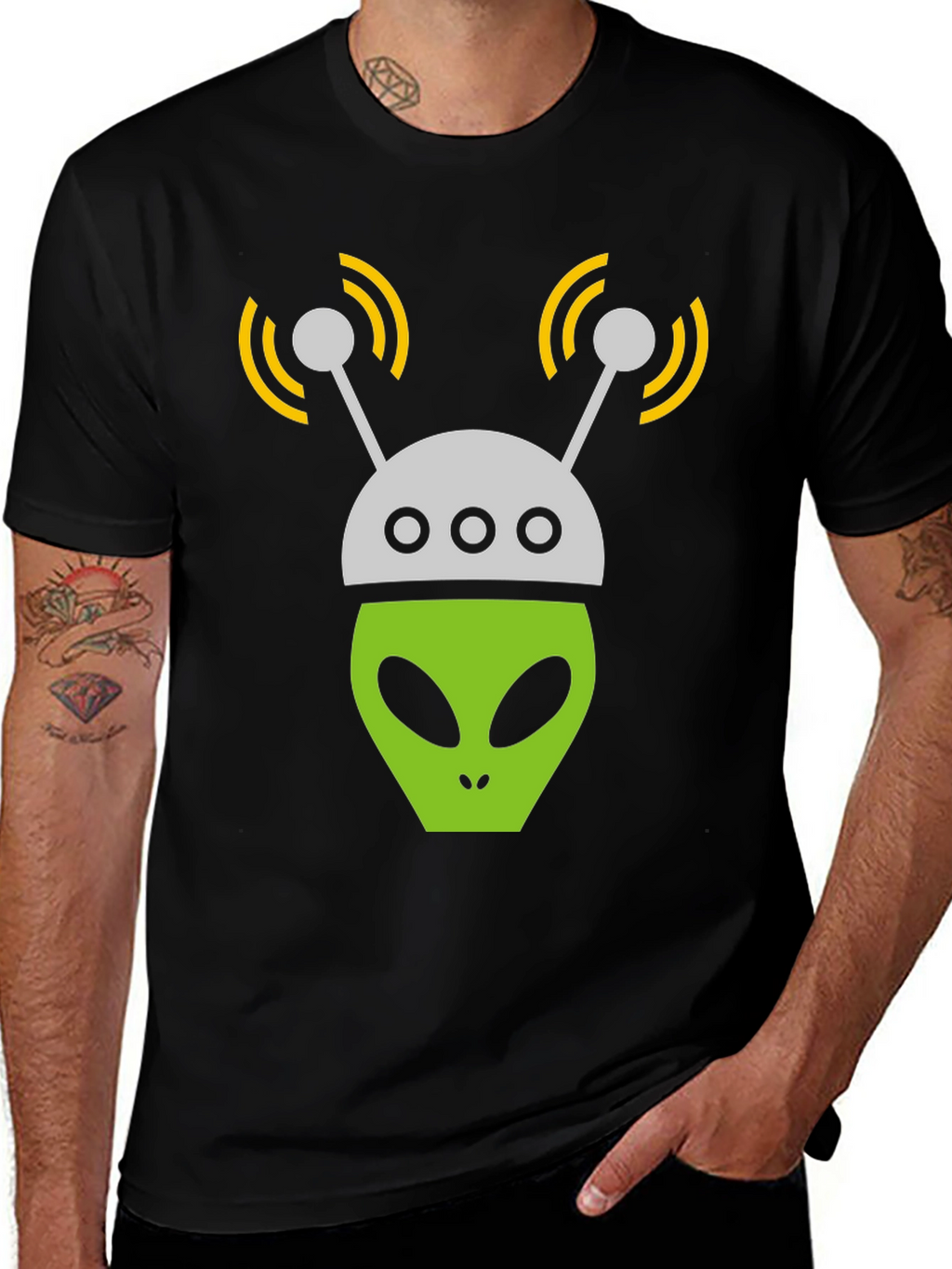 Alien Head Graphic Tee - Black T-Shirt