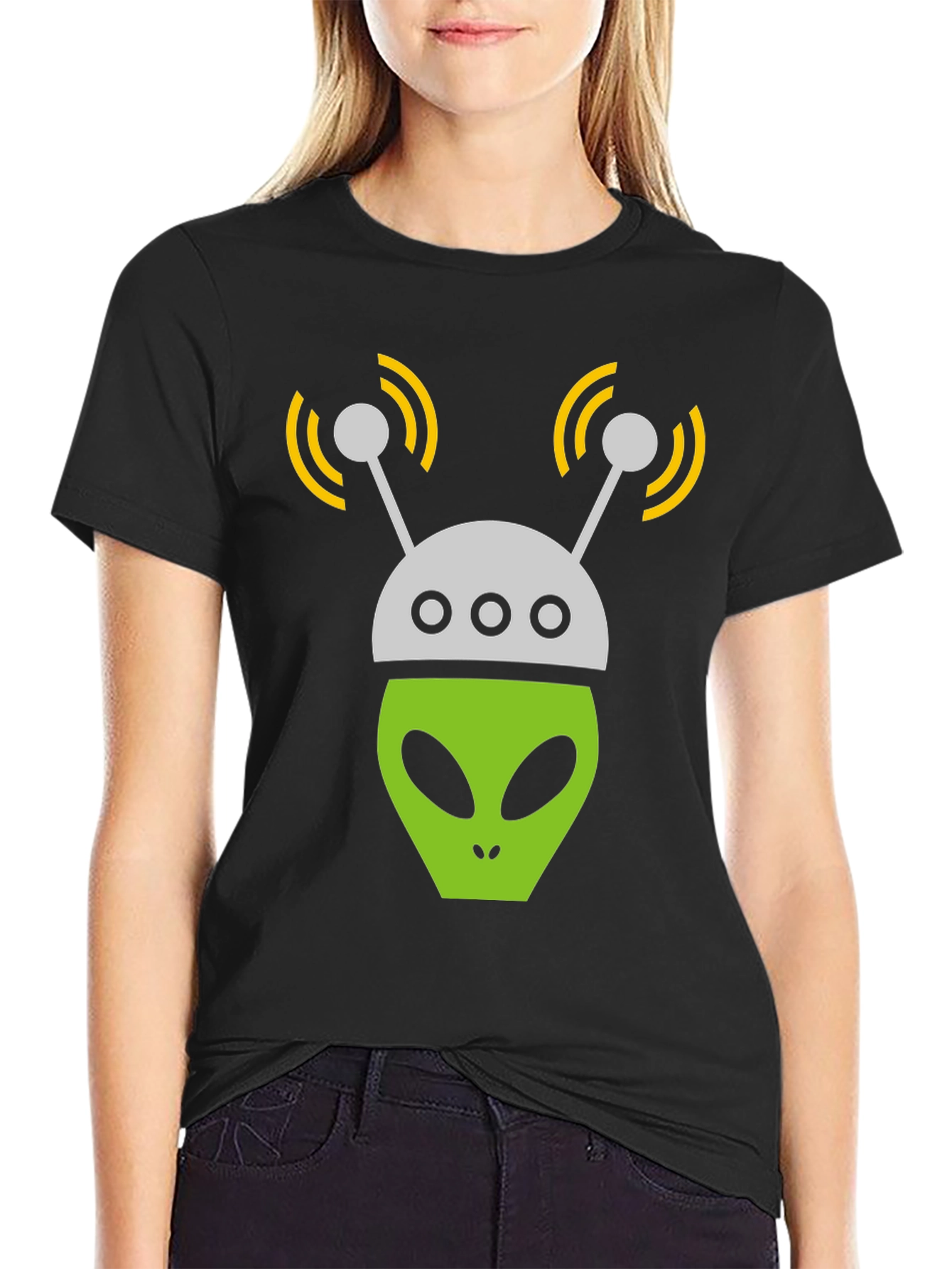 Alien Head Graphic Tee - Black T-Shirt
