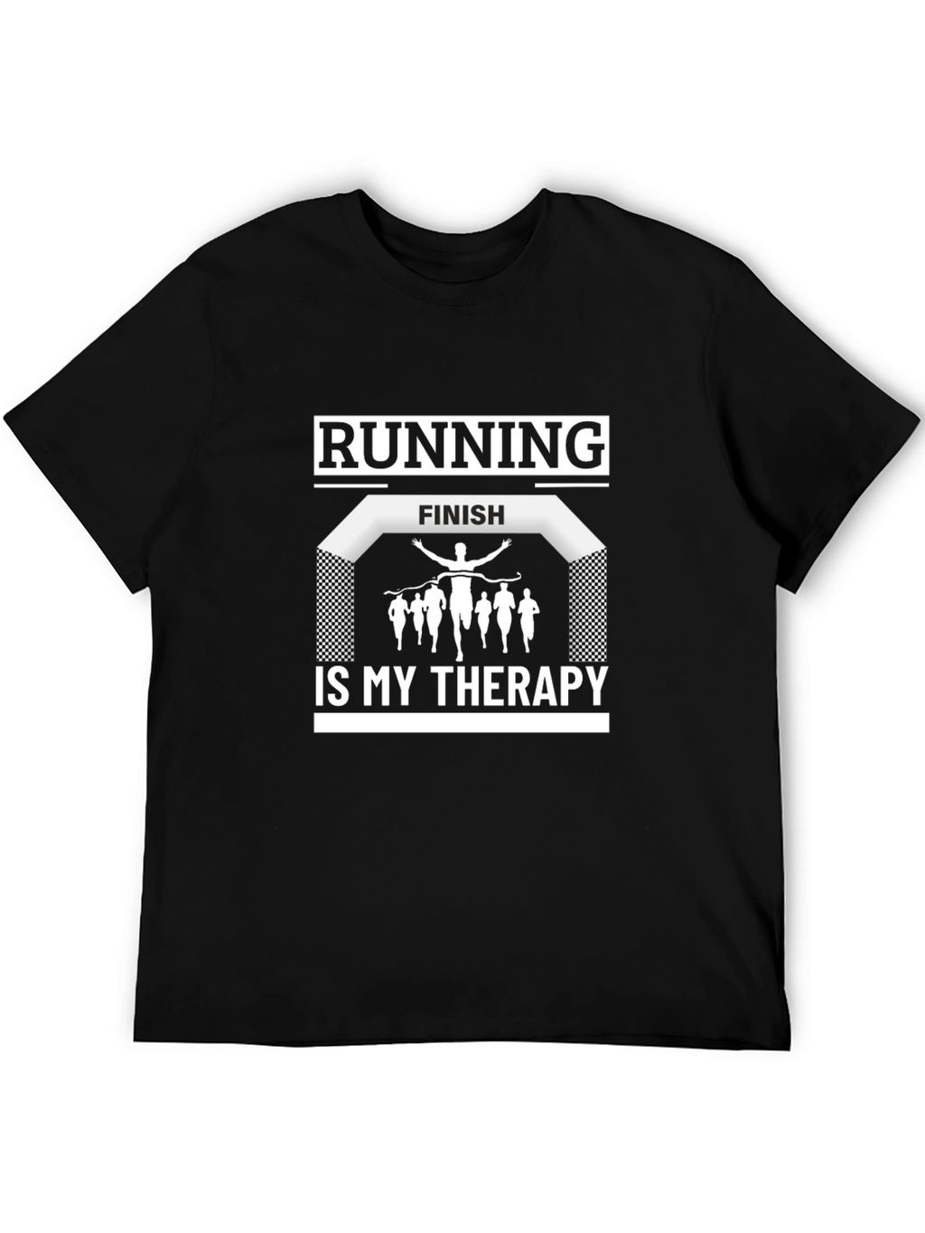 Running Is My Therapy Graphic Tee - Black Cotton