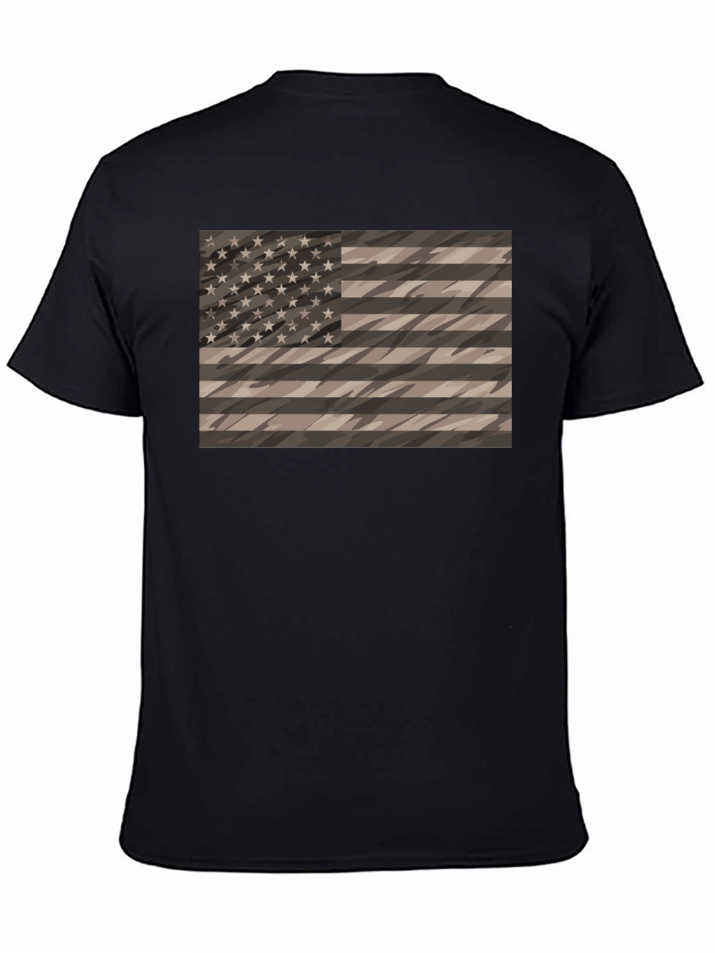 Camouflage American Flag Graphic Tee - Mens Black Shirt