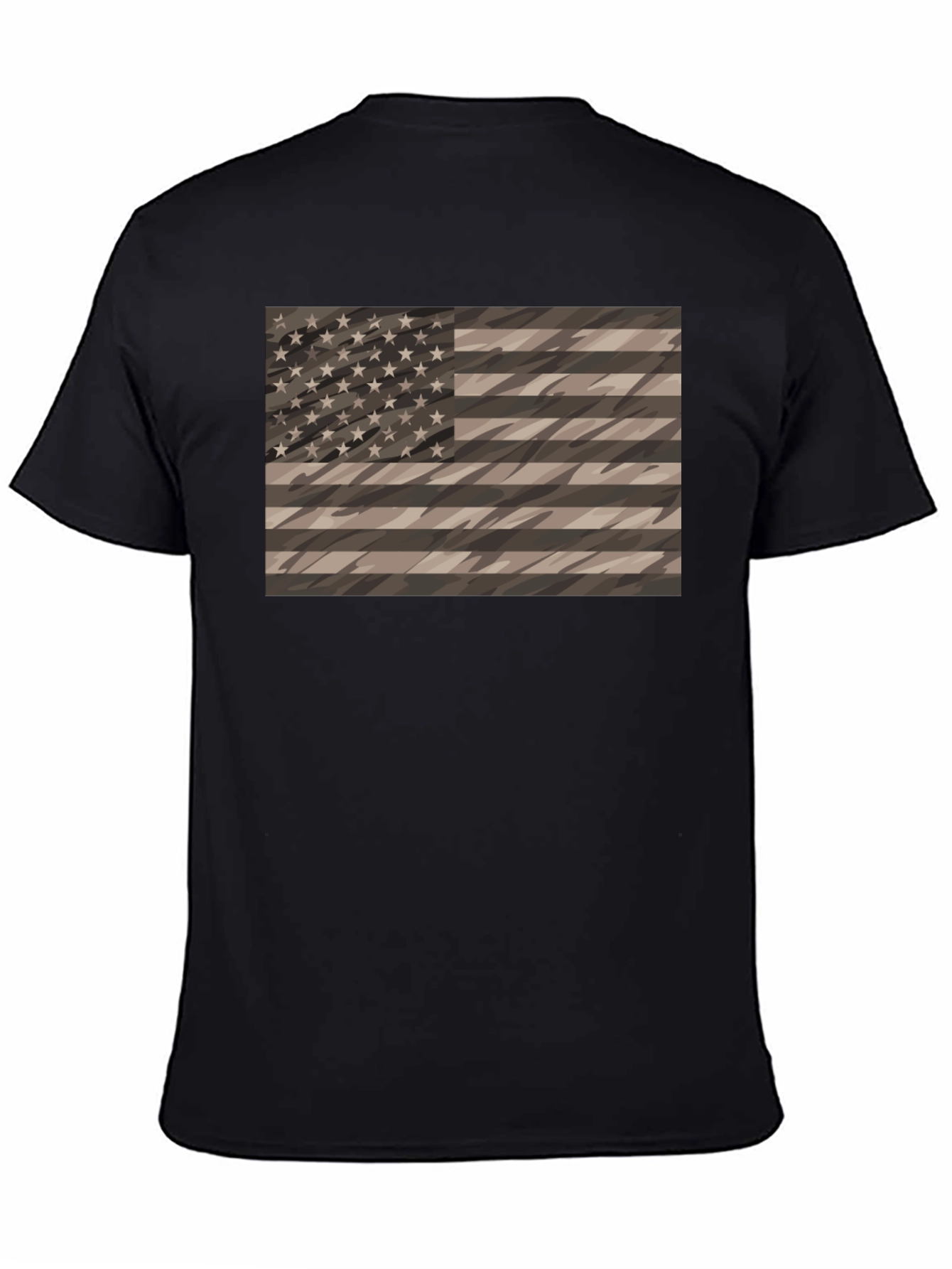 Camouflage American Flag Graphic Tee - Mens Black Shirt