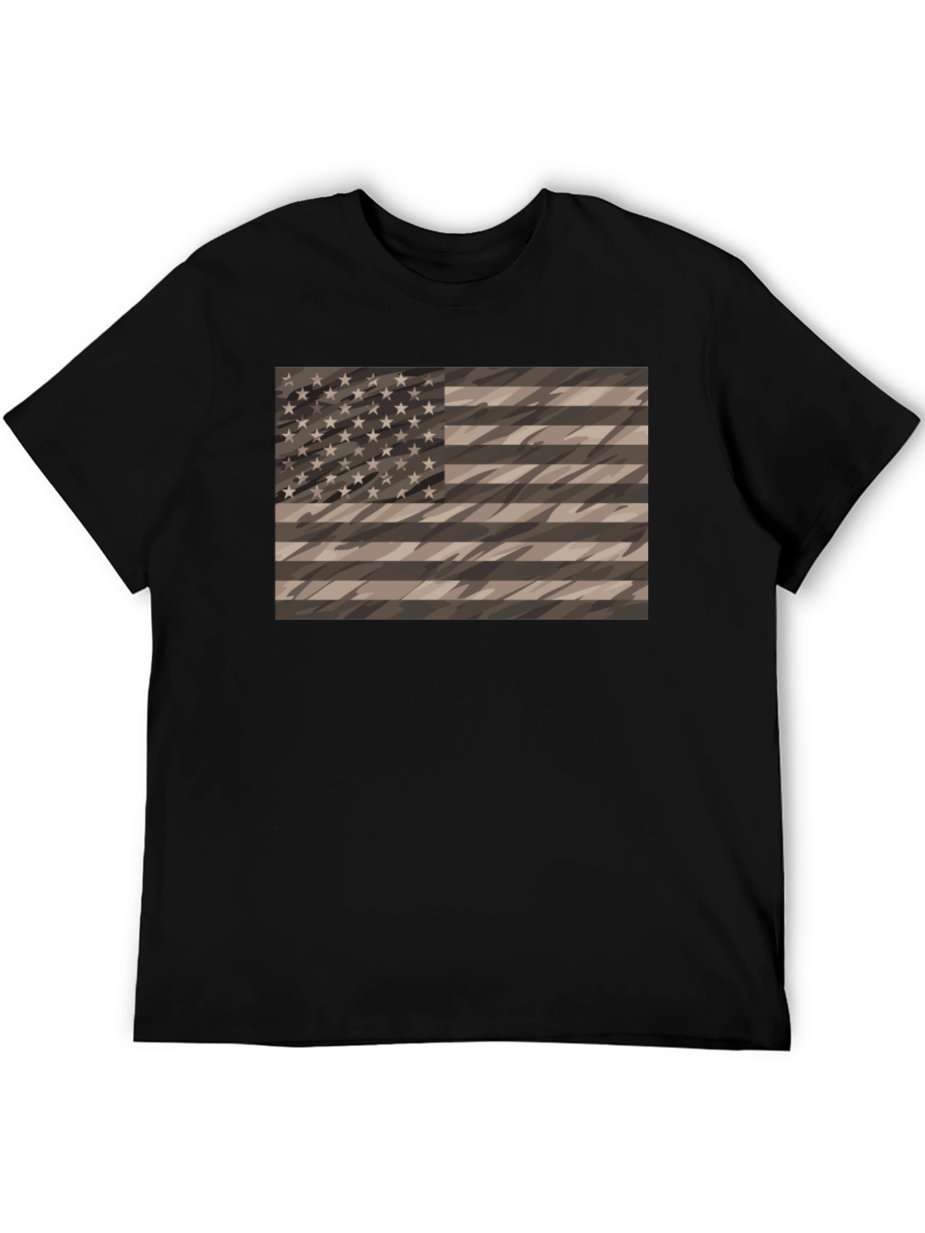Camouflage American Flag Graphic Tee - Mens Black Shirt