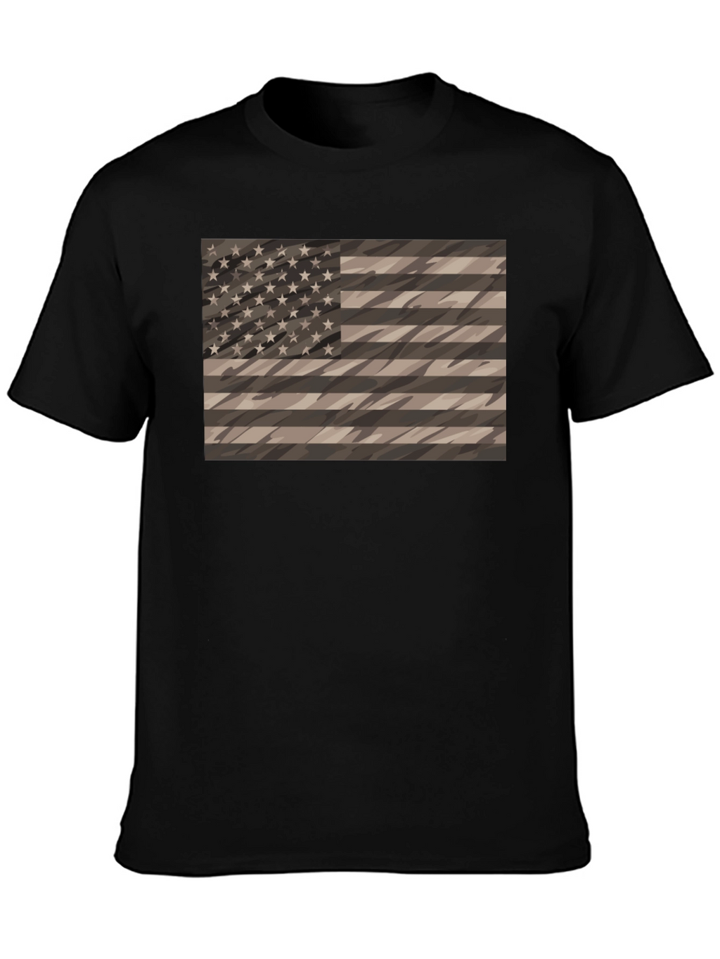 Camouflage American Flag Graphic Tee - Mens Black Shirt