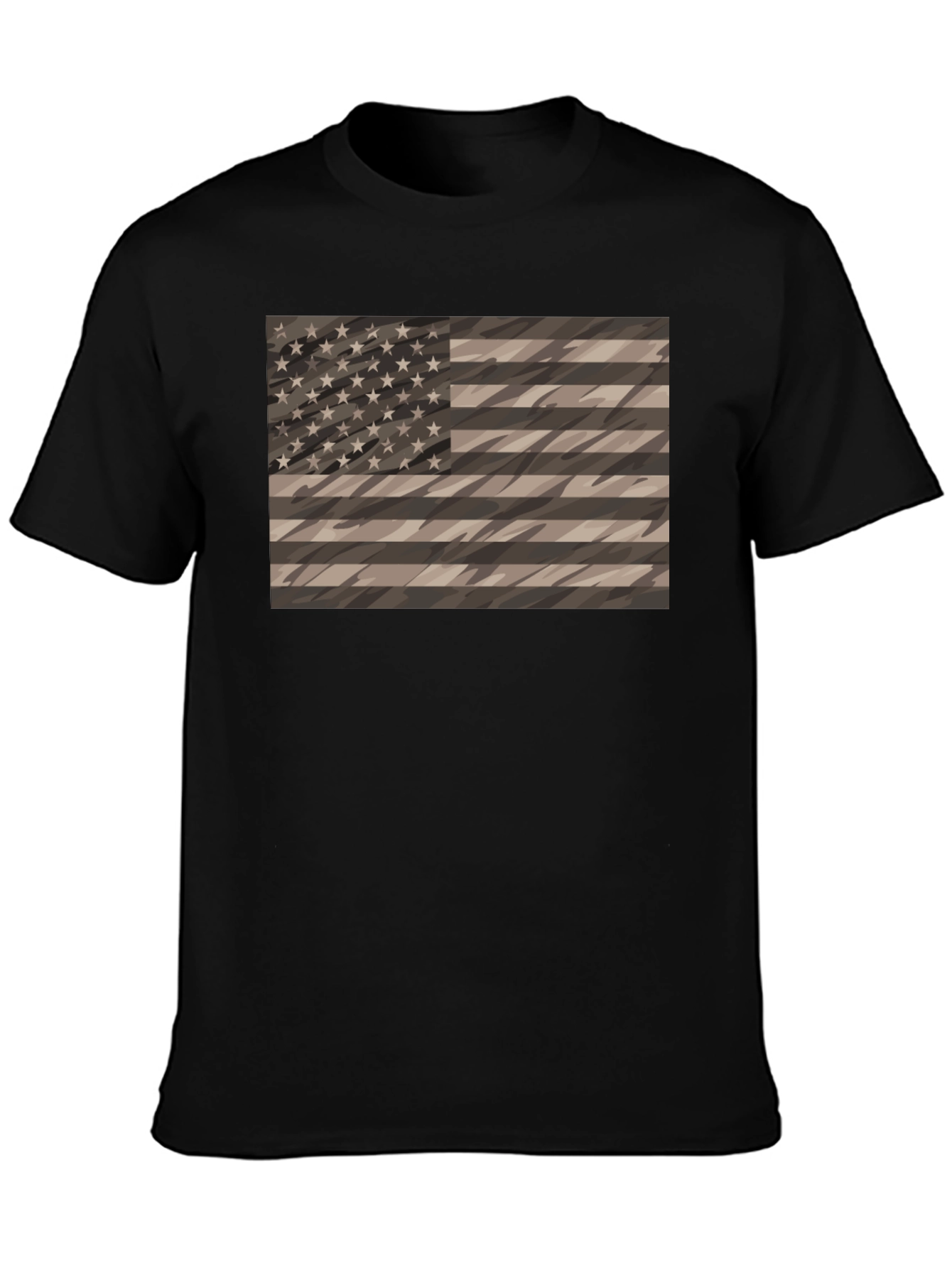 Camouflage American Flag Graphic Tee - Mens Black Shirt
