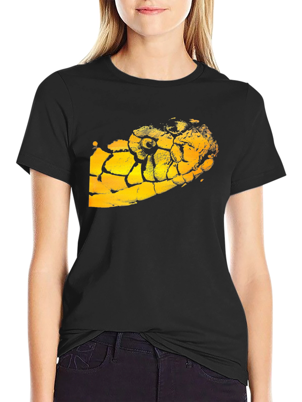Black T-Shirt with Snake Graphic