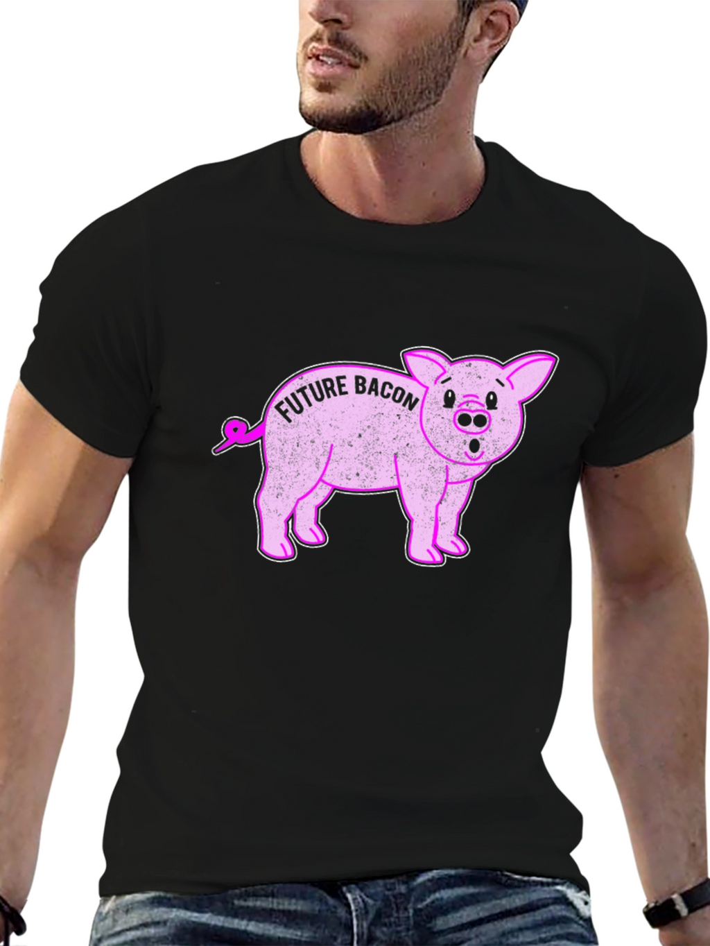 Future Bacon Pig Graphic Novelty T-Shirt - Unisex