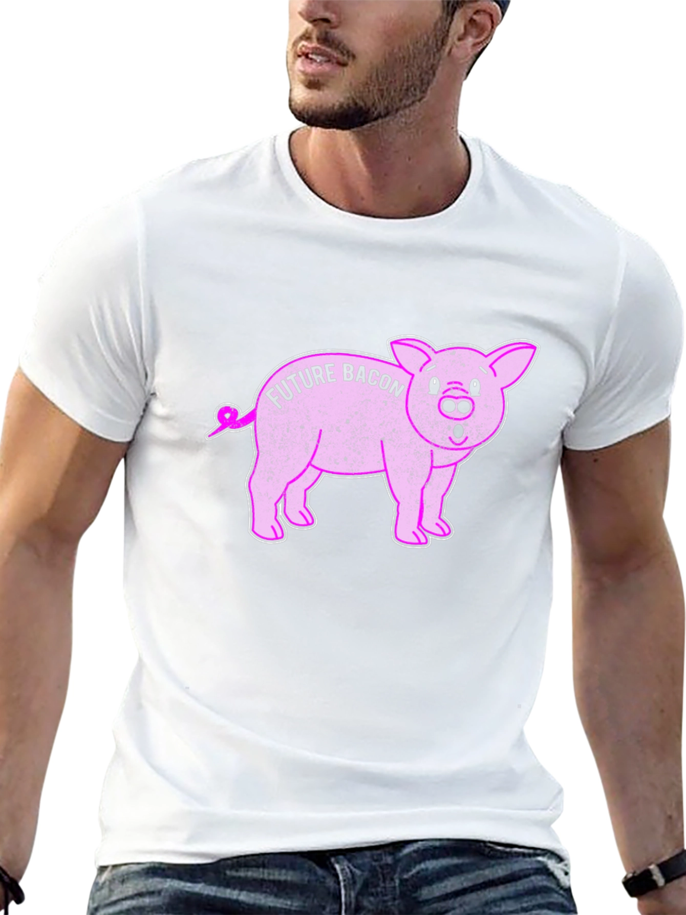 Future Bacon Pig Graphic Novelty T-Shirt - Unisex