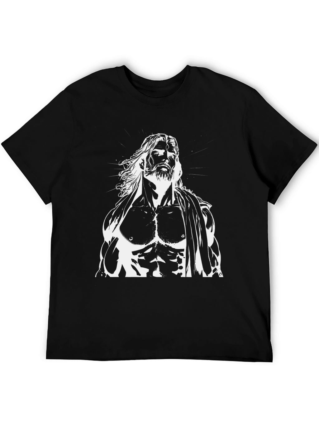 Muscular God Graphic Black T-Shirt