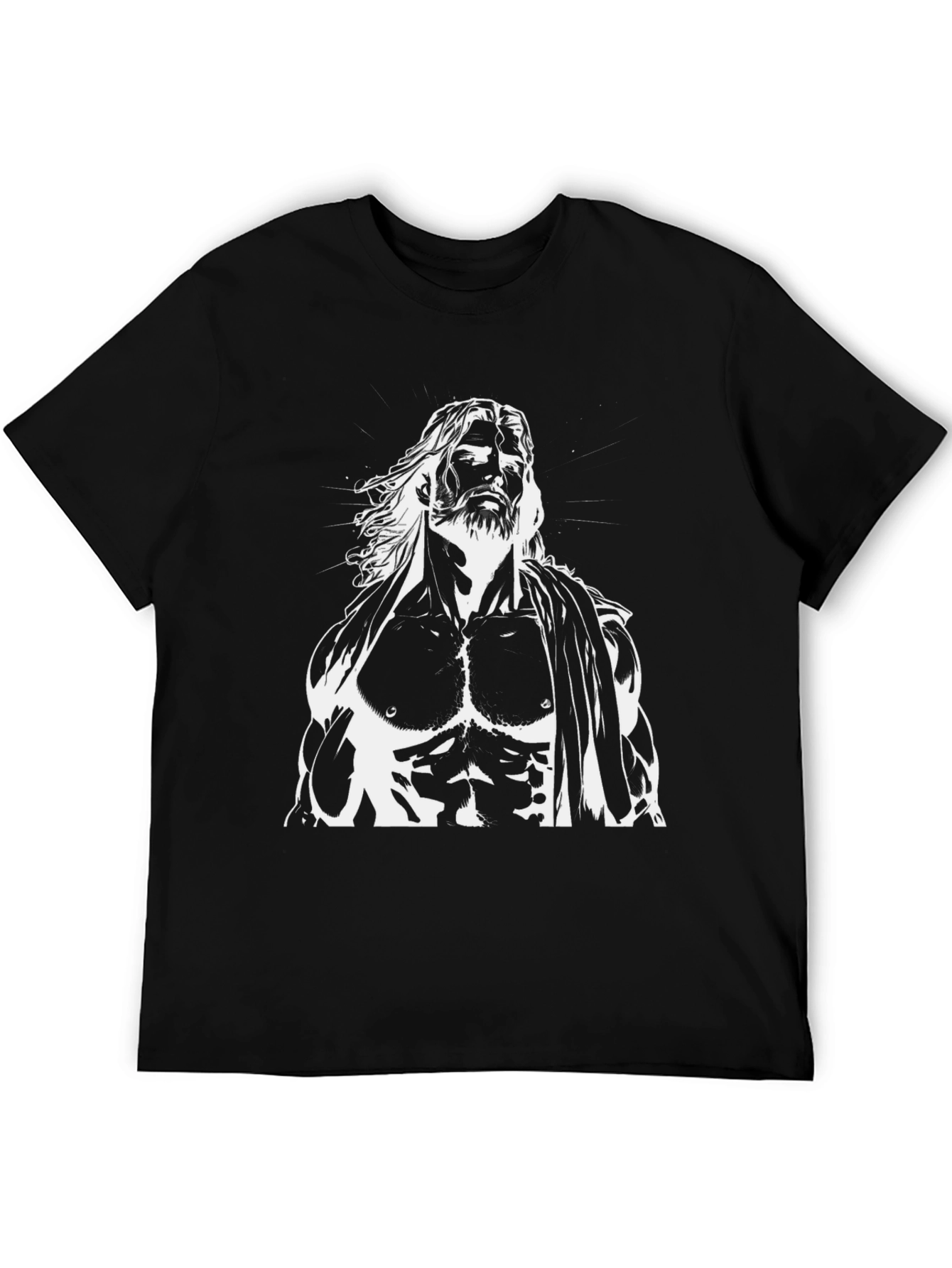 Muscular God Graphic Black T-Shirt