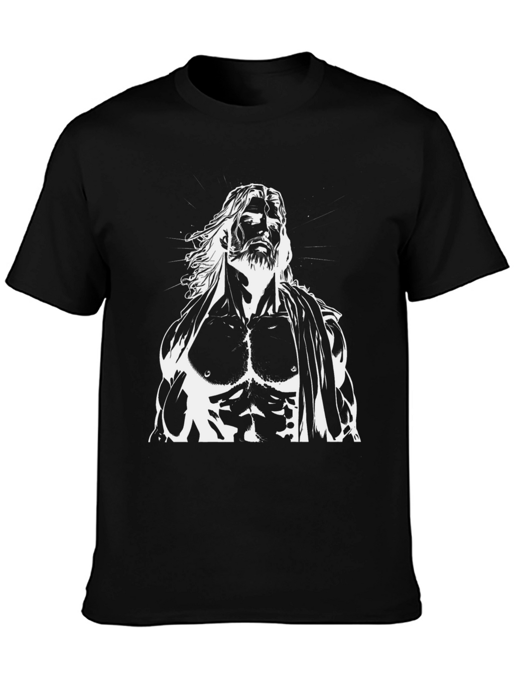 Muscular God Graphic Black T-Shirt