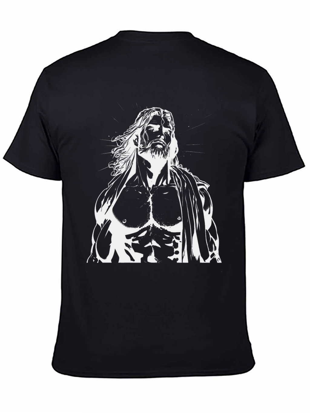 Muscular God Graphic Black T-Shirt