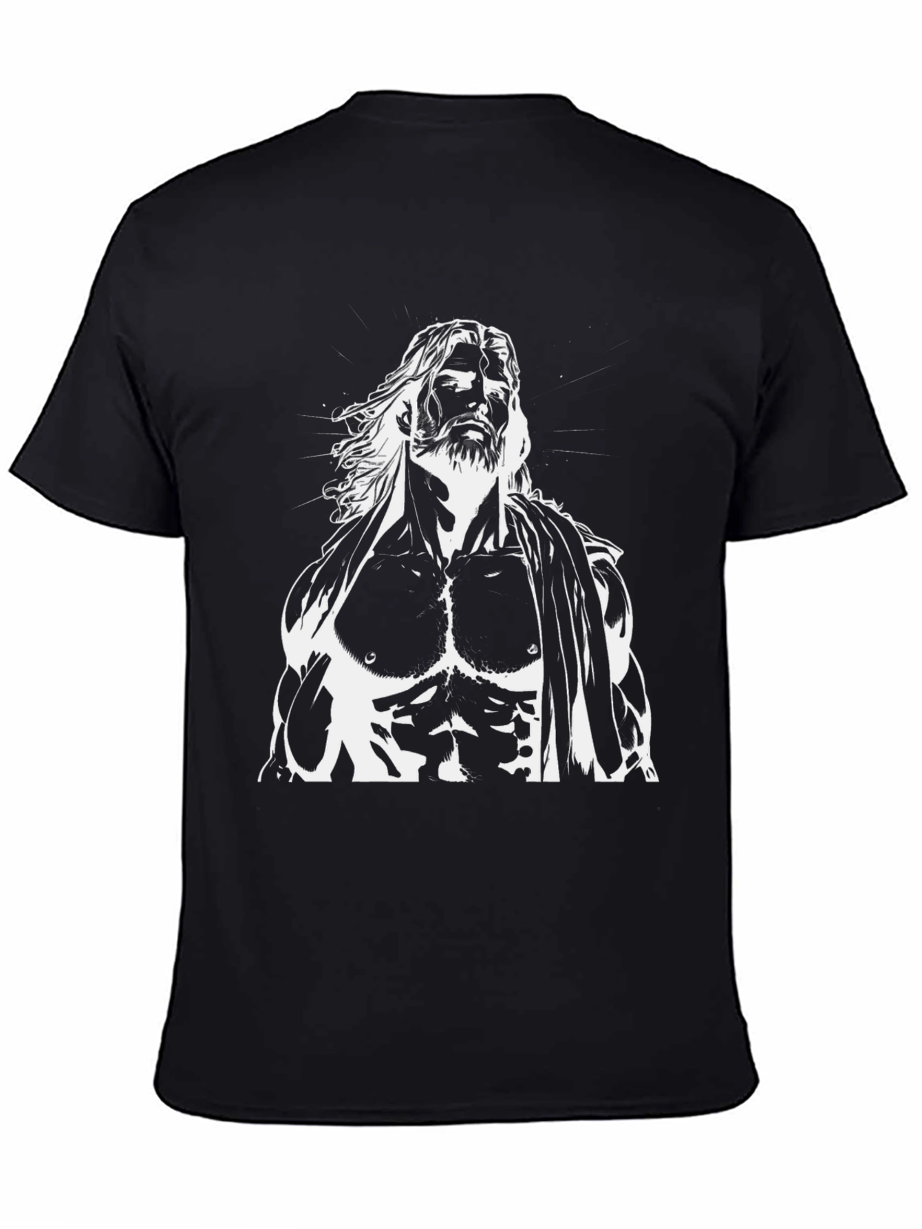 Muscular God Graphic Black T-Shirt