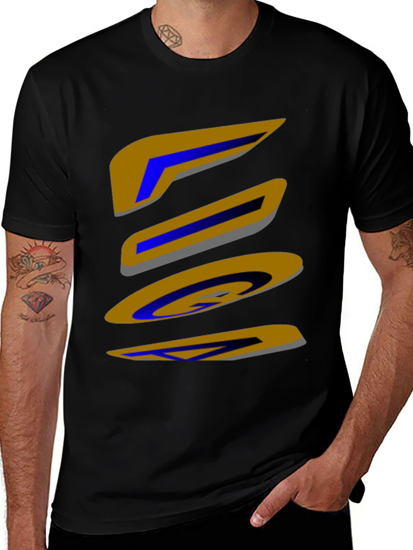 Abstract Shapes Graphic Print Black T-Shirt