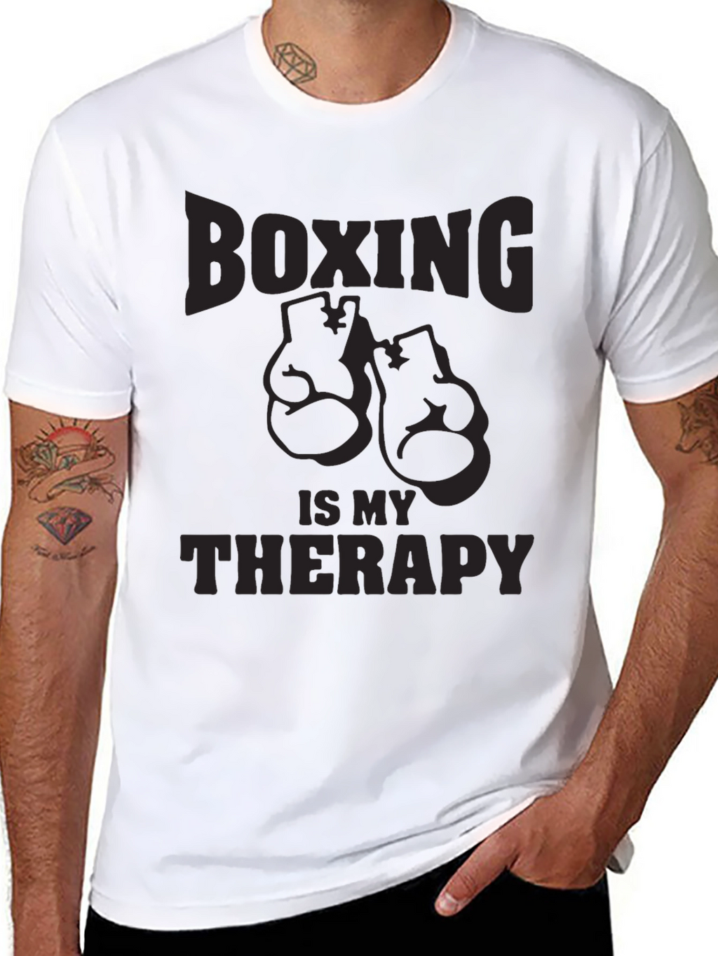 Boxing Is My Therapy T-Shirt - Black Graphic Tee