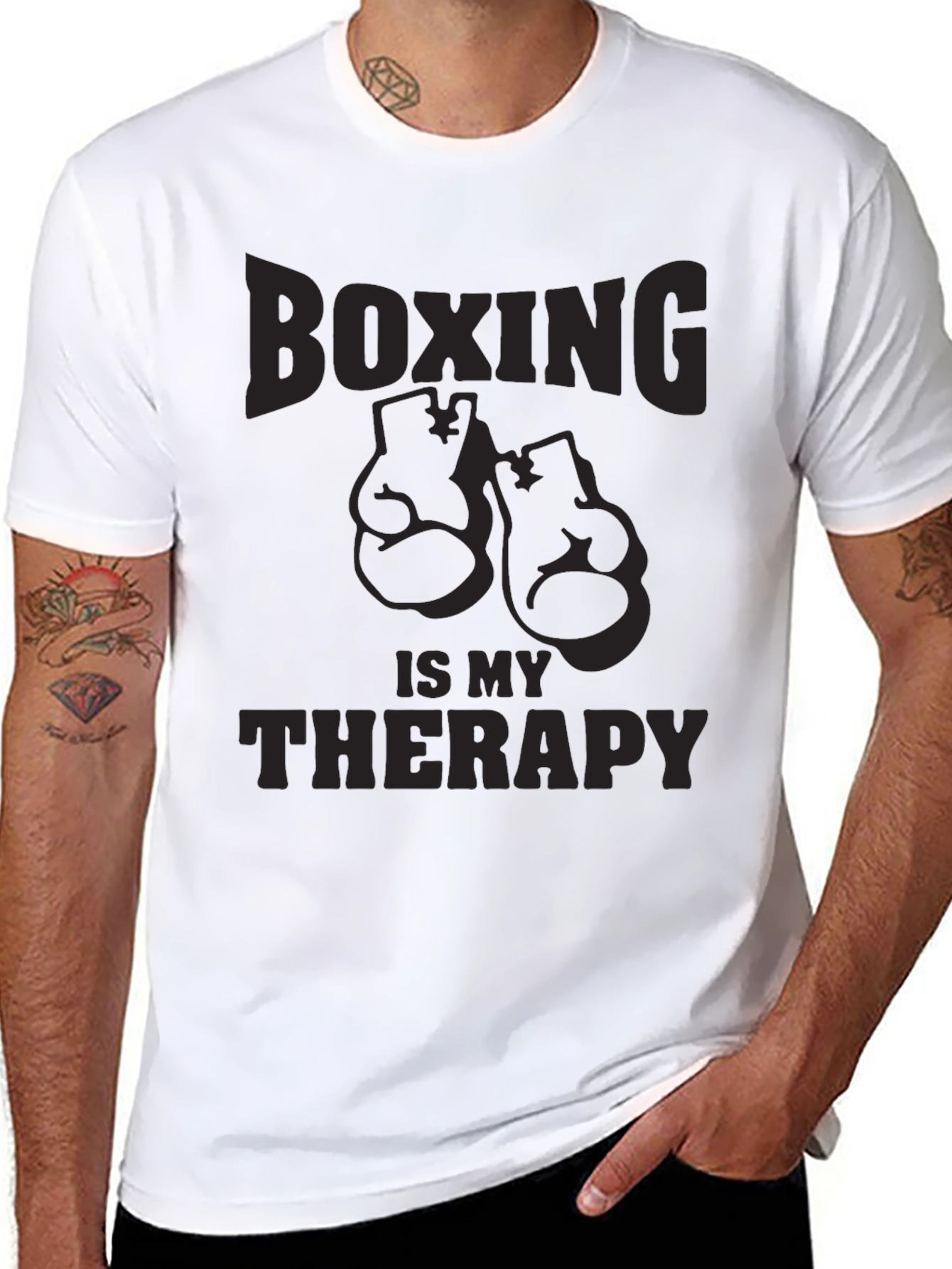 Boxing Is My Therapy T-Shirt - Black Graphic Tee