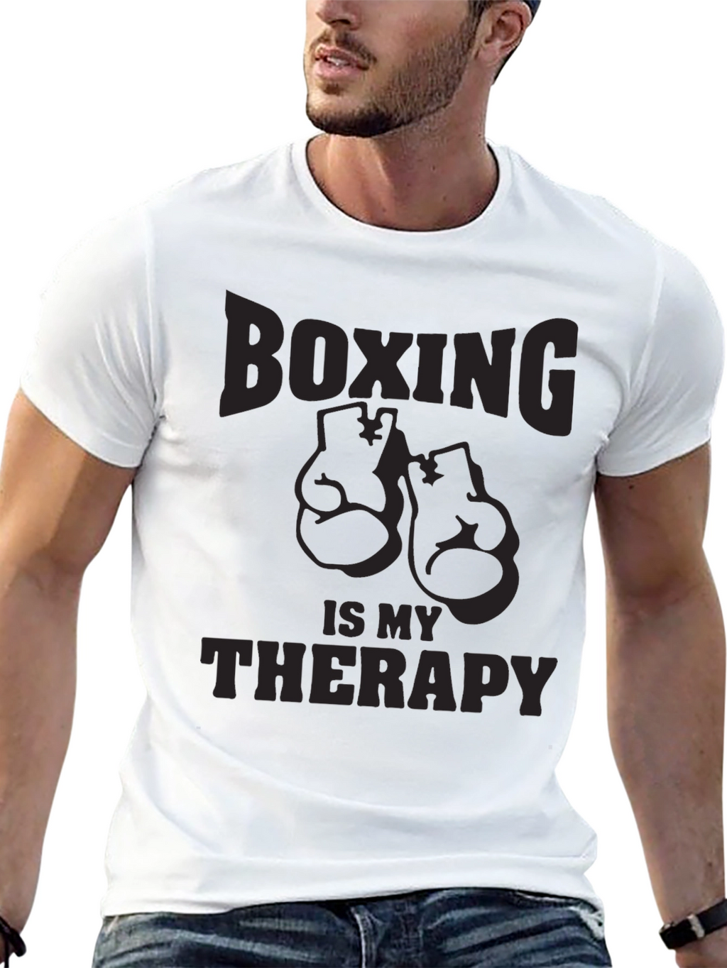 Boxing Is My Therapy T-Shirt - Black Graphic Tee