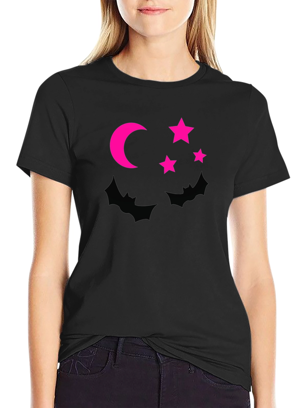 Halloween Bats Moon Stars Graphic Tee