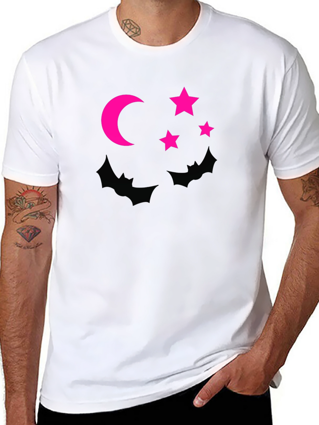 Halloween Bats Moon Stars Graphic Tee