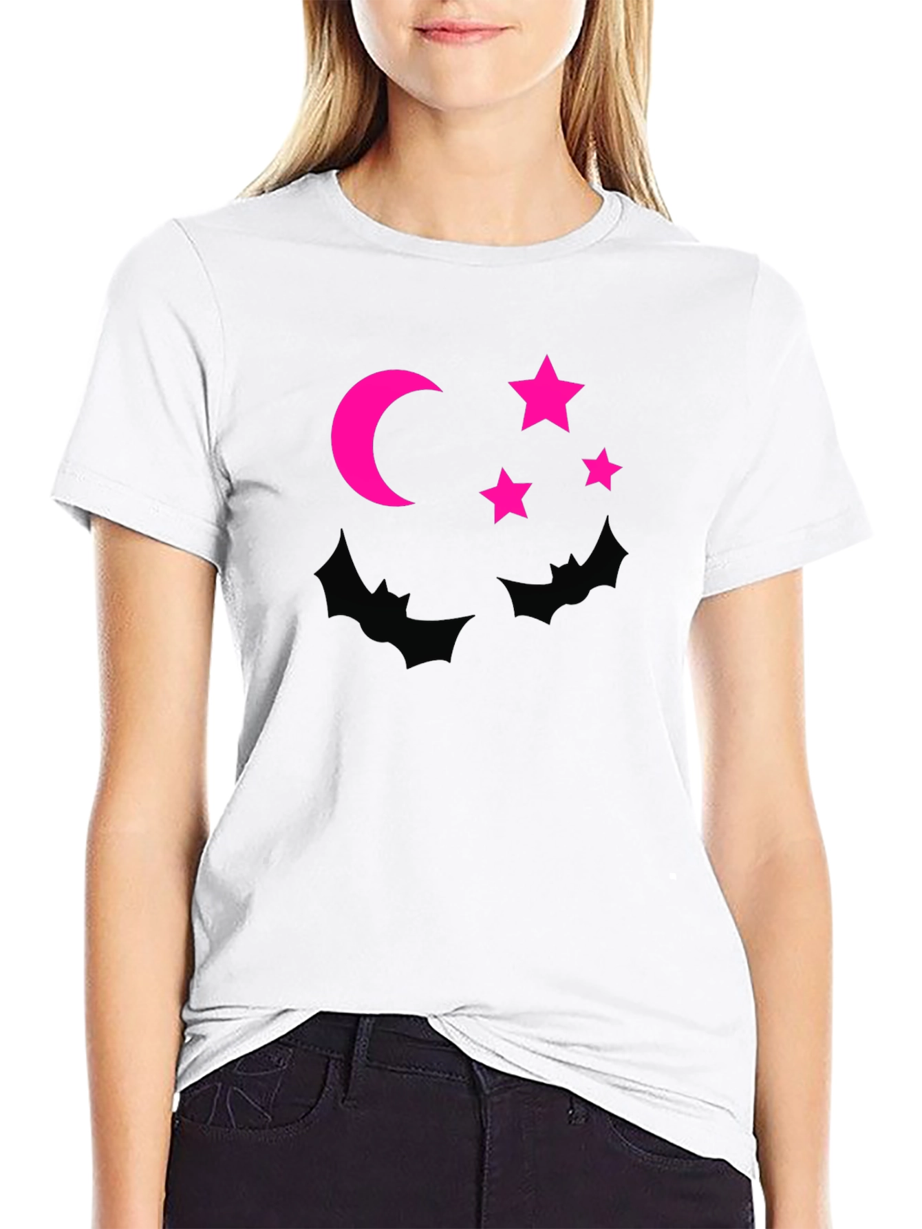 Halloween Bats Moon Stars Graphic Tee