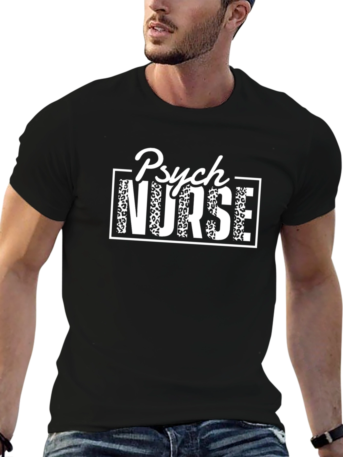Psych Nurse Leopard Print Graphic T-Shirt