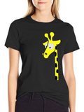 Black T-Shirt with Giraffe Graphic