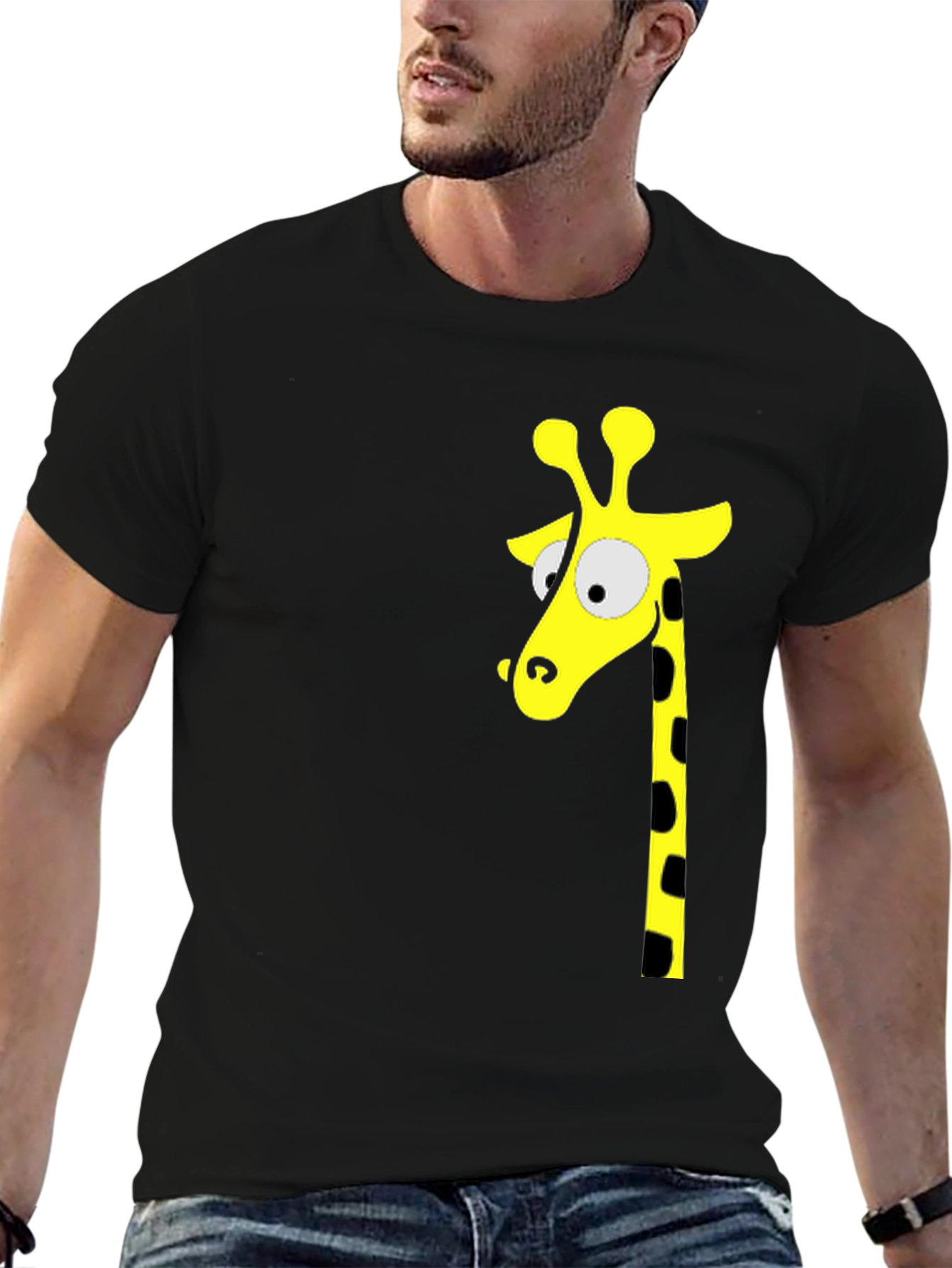 Black T-Shirt with Giraffe Graphic
