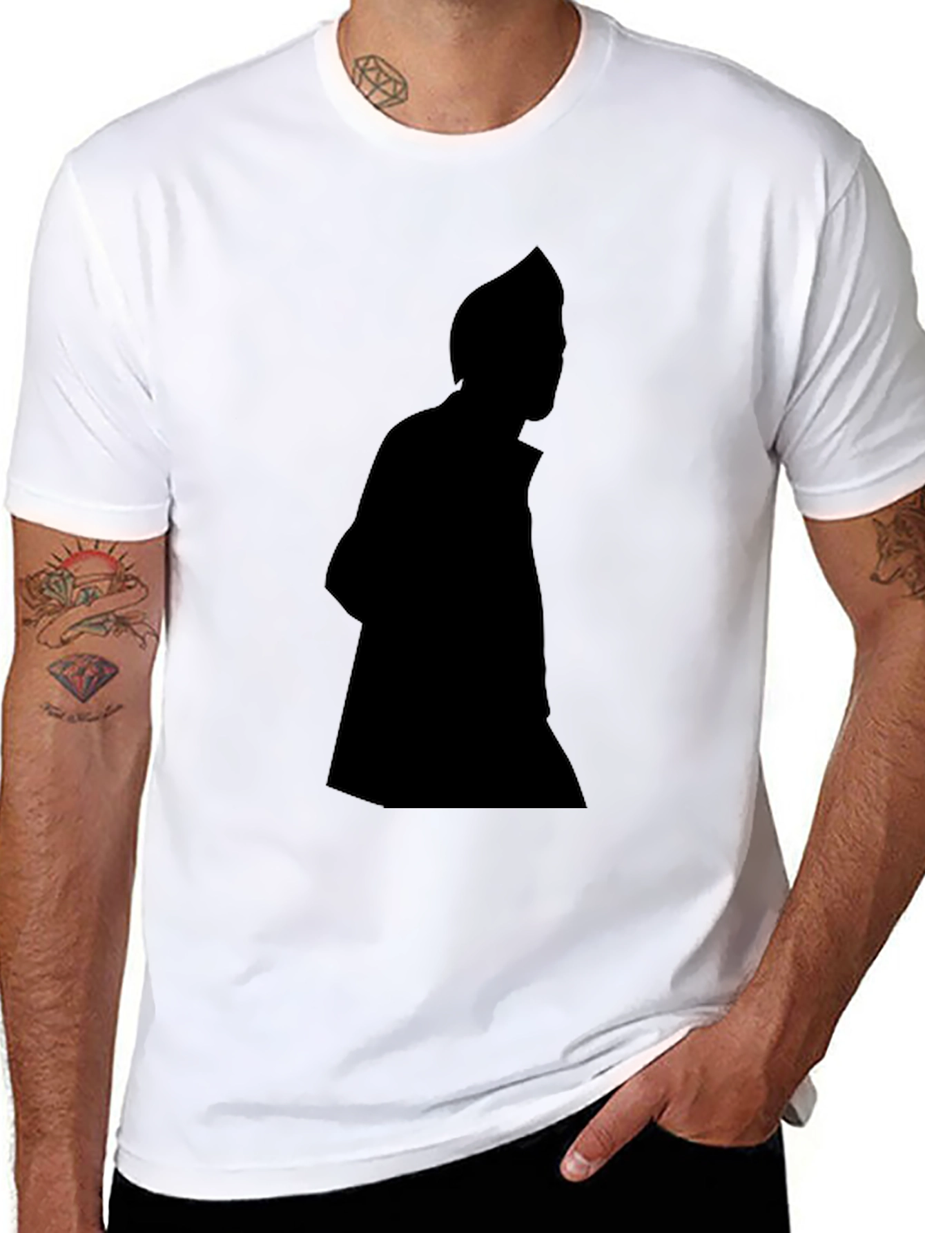 Mens Black Silhouette Graphic Tee