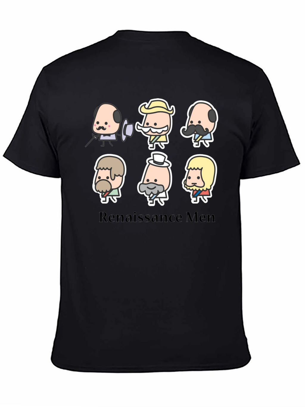Renaissance Men Cartoon T-Shirt - Black