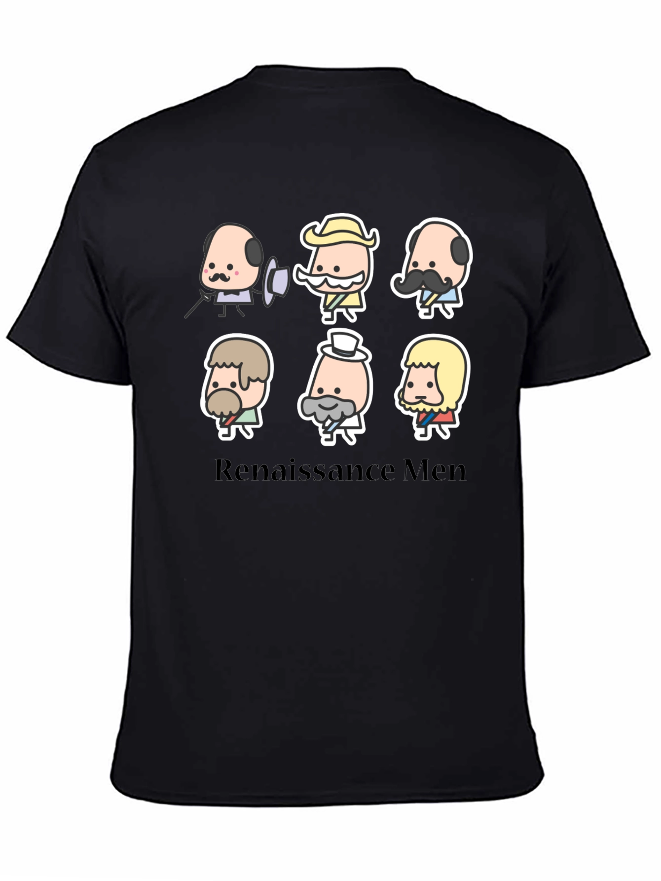 Renaissance Men Cartoon T-Shirt - Black