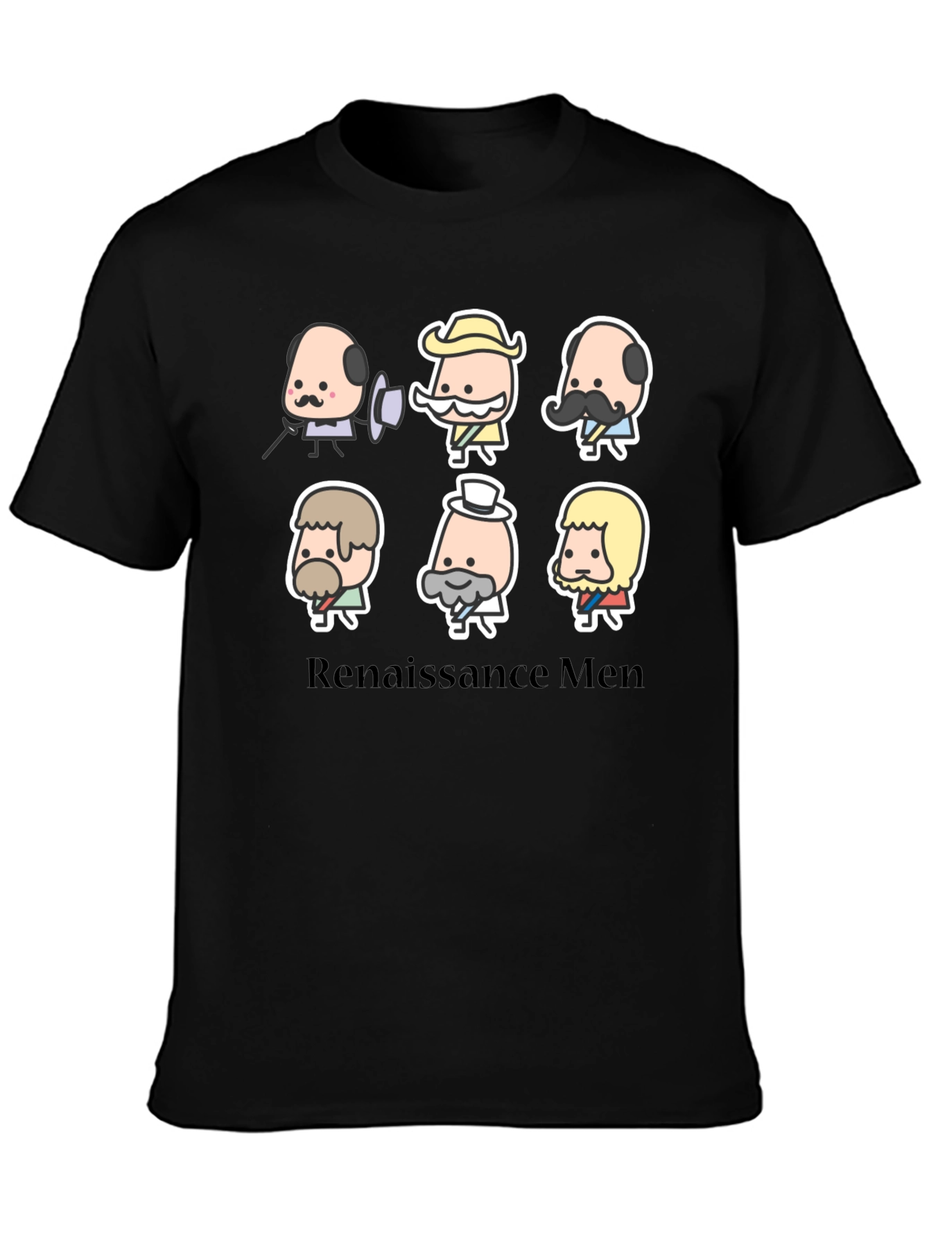 Renaissance Men Cartoon T-Shirt - Black