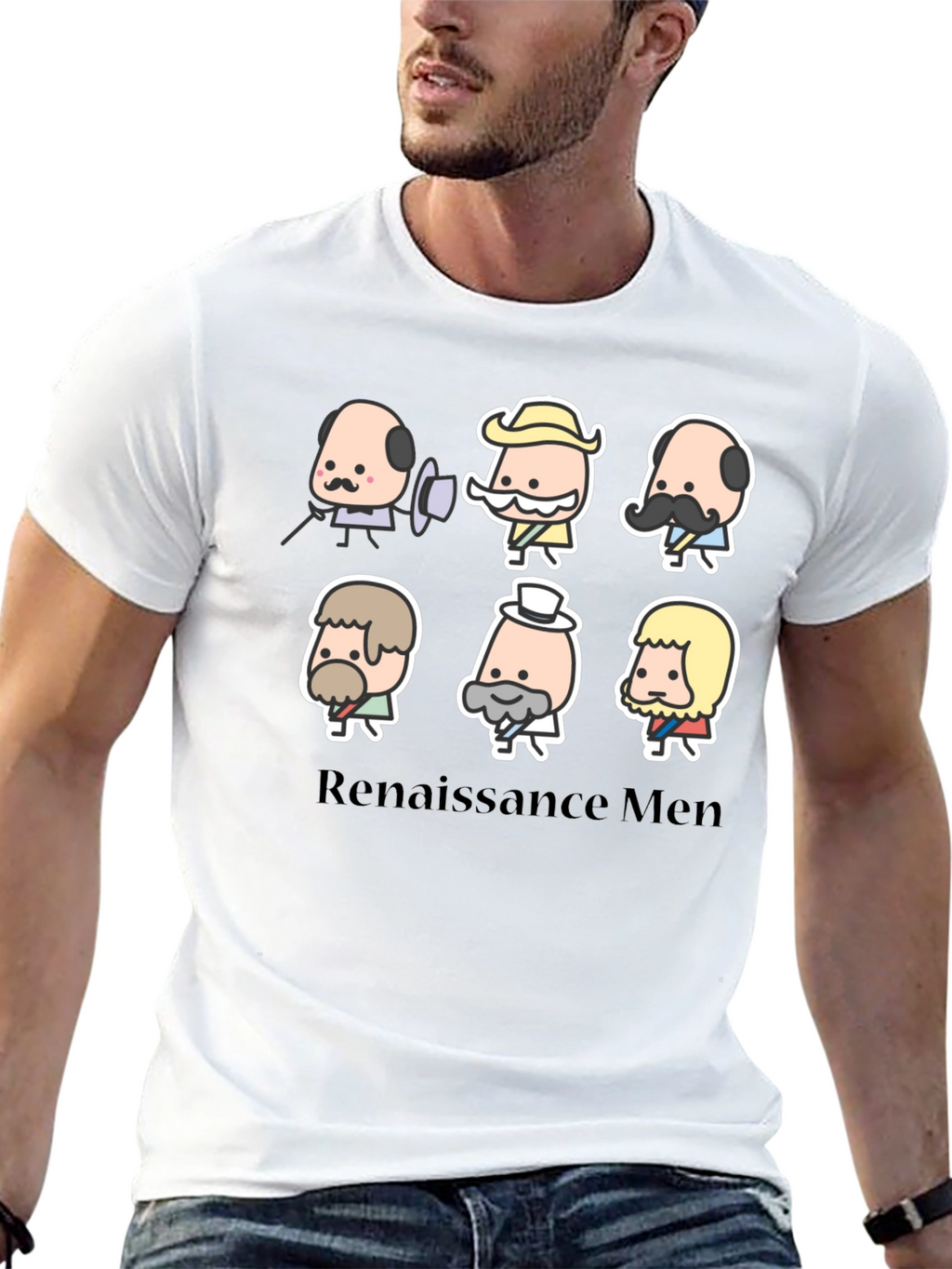 Renaissance Men Cartoon T-Shirt - Black