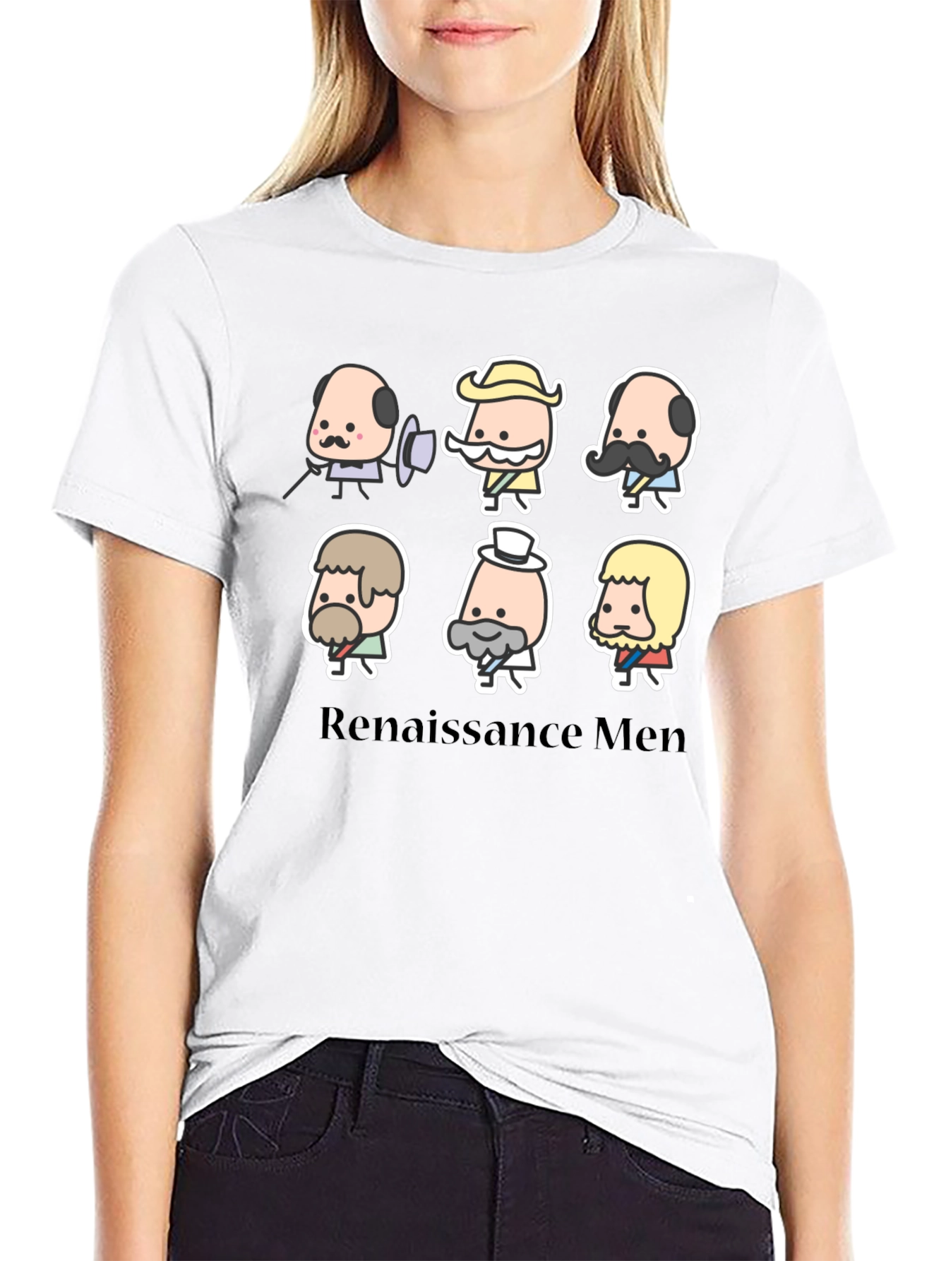 Renaissance Men Cartoon T-Shirt - Black
